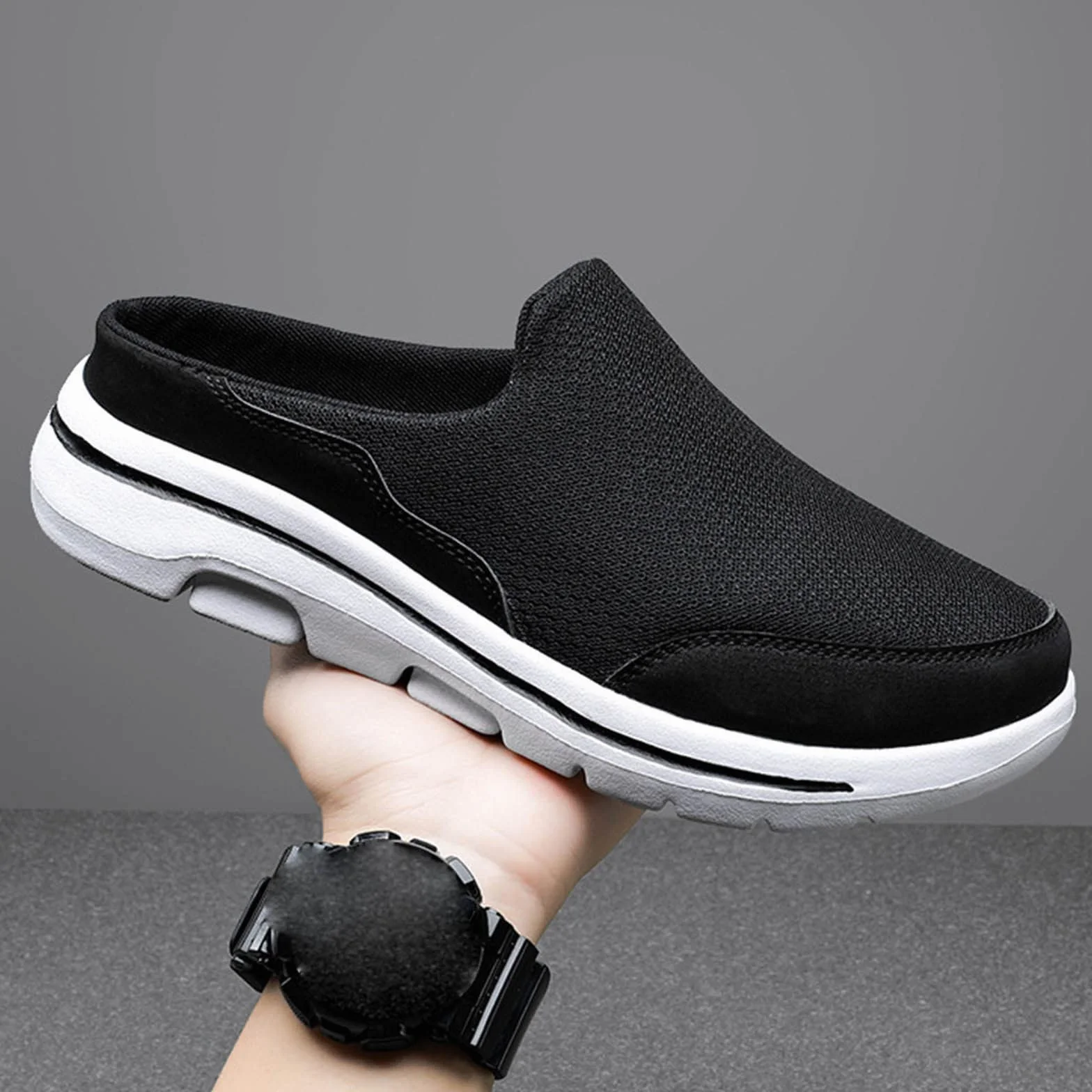 Mules da uomo in rete traspirante slip on antiscivolo scarpe da passeggio