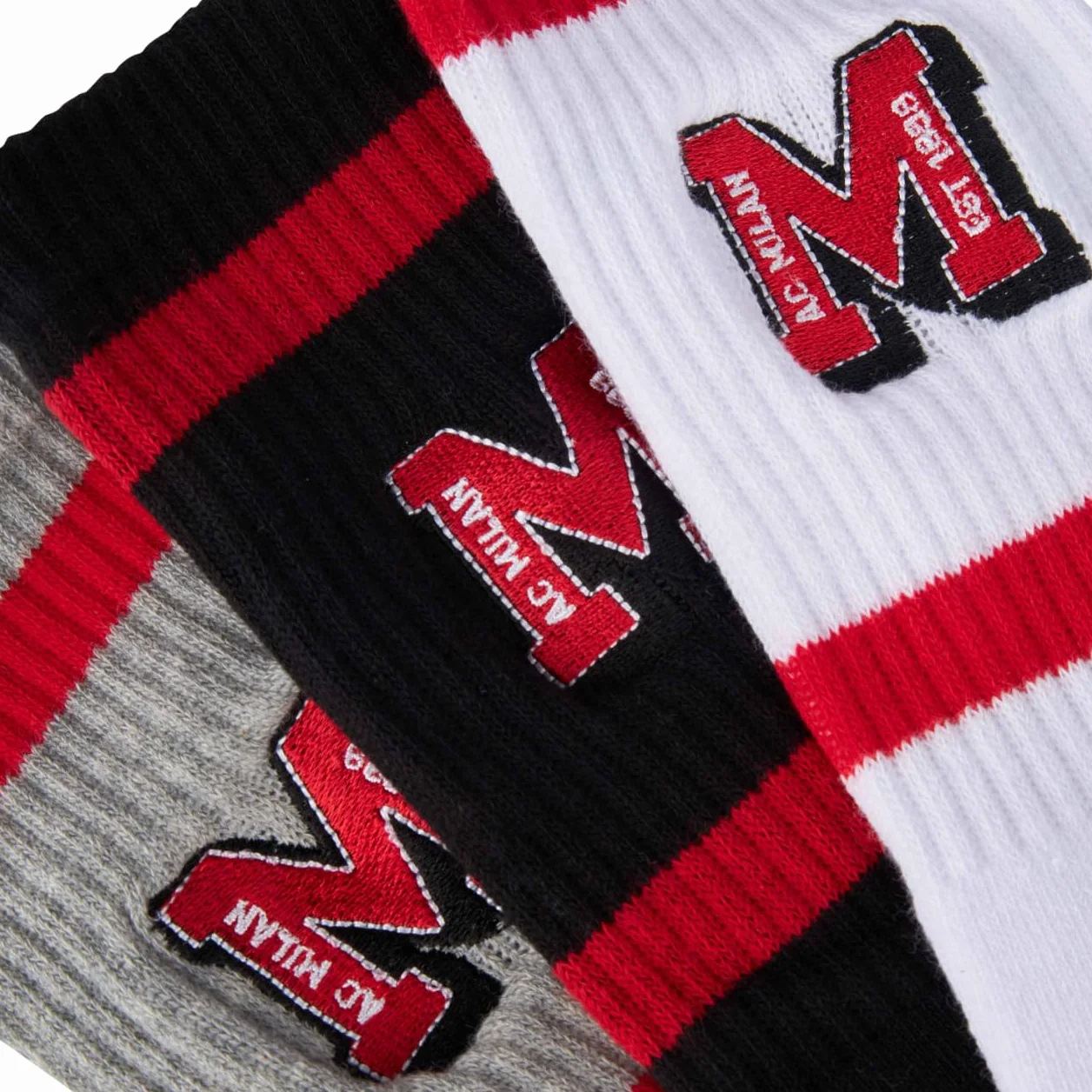 AC Milan - Calzini 3 Paia, College Collection, con Logo Ufficiale