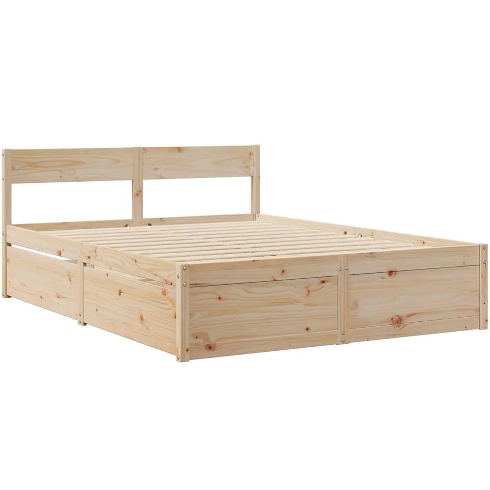 vidaXL Giroletto con Cassetti 150x200 cm in Legno Massello di Pino, giroletto con cassetti, arredo Camera da Letto, Letto Contenitore