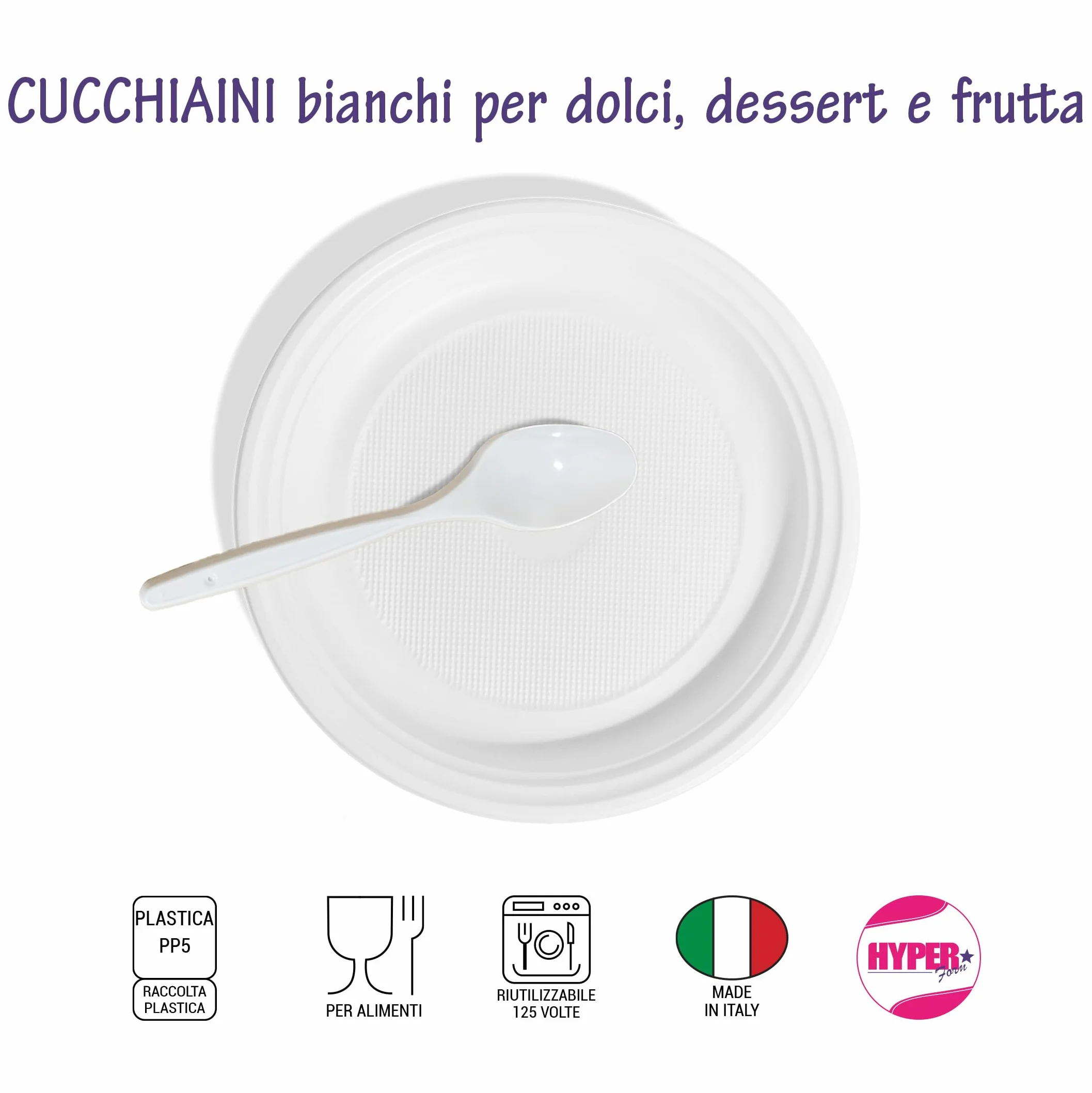 Cucchiaini in Plastica Bianchi Riutilizzabili 1000 Pezzi per Aperitivo e Dessert