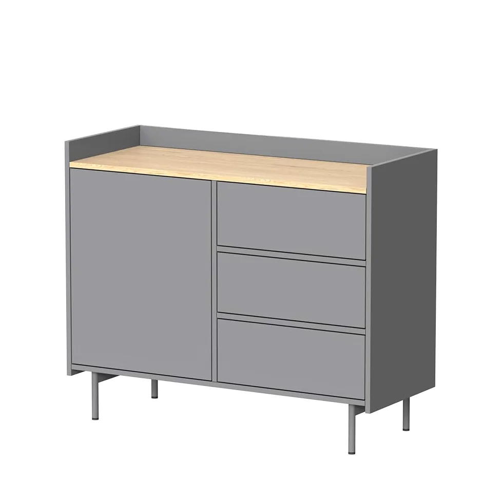 Vicco Cassettiera per camera da letto Velina, Grigio, 100 x 82 cm | con 3 cassetti e 1 anta, per riporre abiti e oggetti di uso quotidiano