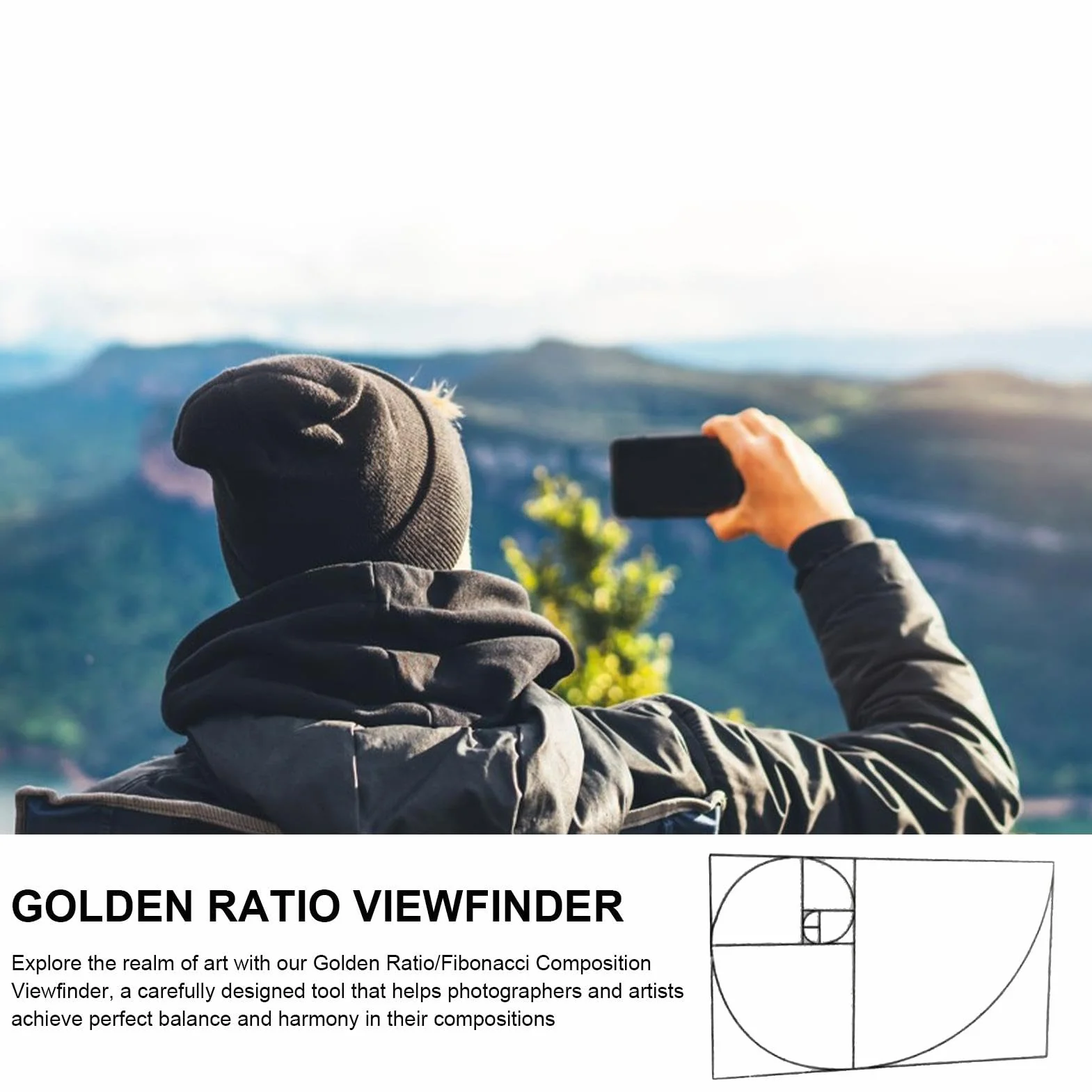 Golden Ratio Viewfinder Strumento di Composizione Rapporto Aureo Fibonacci Righello Acrilico Trasparente 7 x 4,33 cm