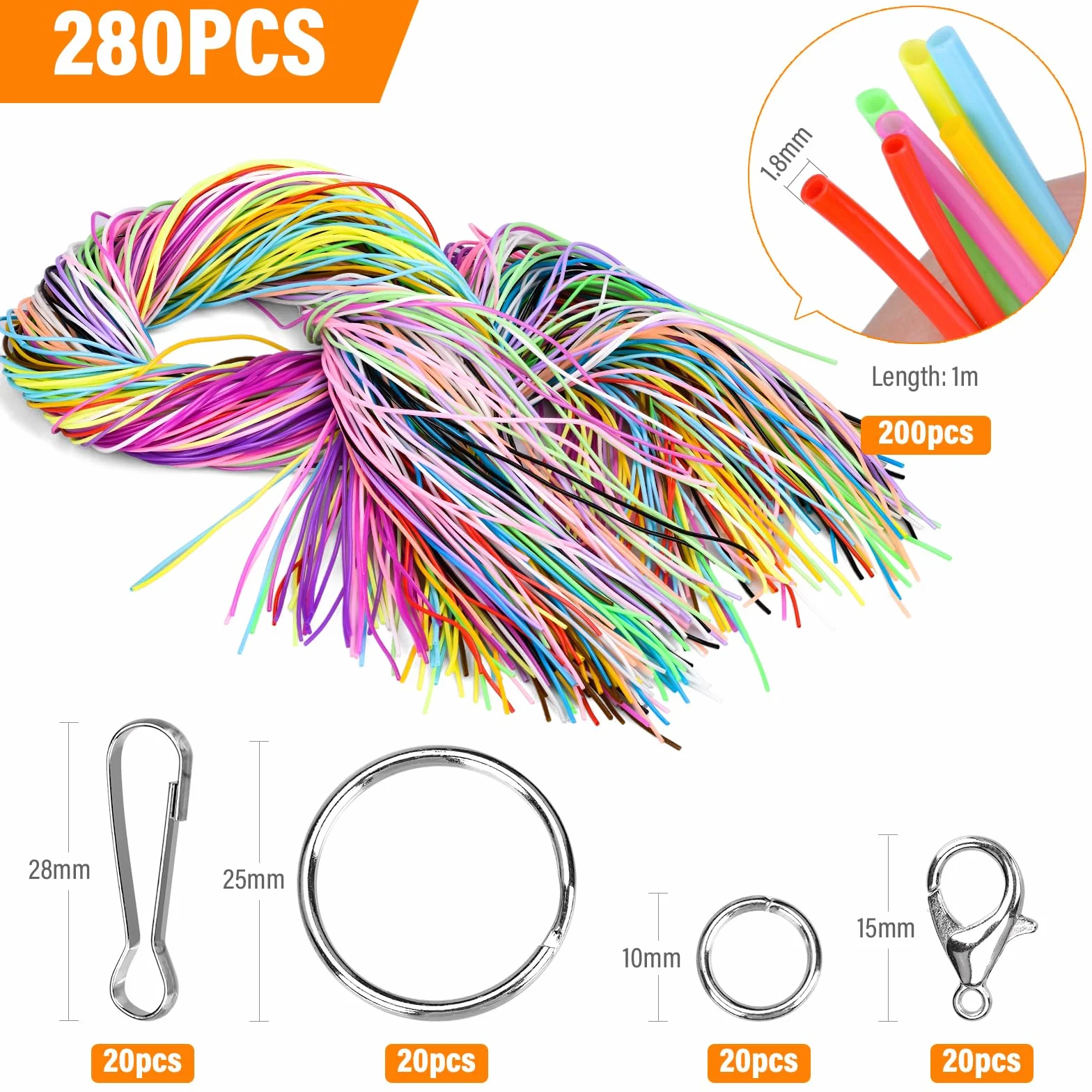 AOKITO 200 Scooby Doo Fili 20 Colori - Kit Creativo con Portachiavi e Ganci per Braccialetti
