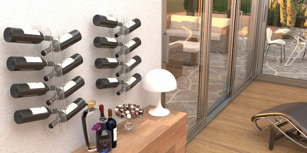 Agplex Cantinetta Vino - Portabottiglie Vino da Parete in vetro acrilico plexig. - Porta Bottiglie di Vino trasparente (Capacità 10 Bottiglie)