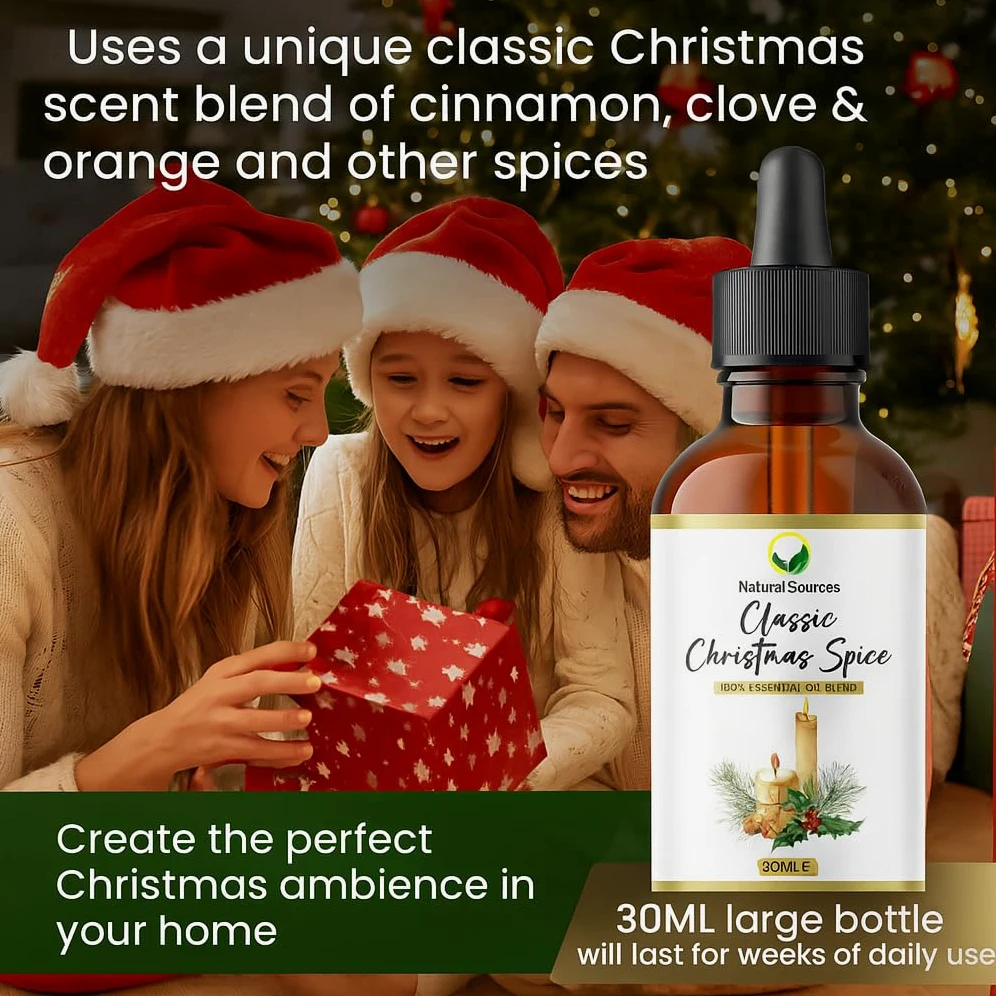 Miscela classica di oli essenziali di spezie natalizie, grande 30 ml, ideale per diffusori per la casa, sapone e candele, cera, bruciatori, bombe da bagno, oli essenziali vegani e prodotti nel Regno