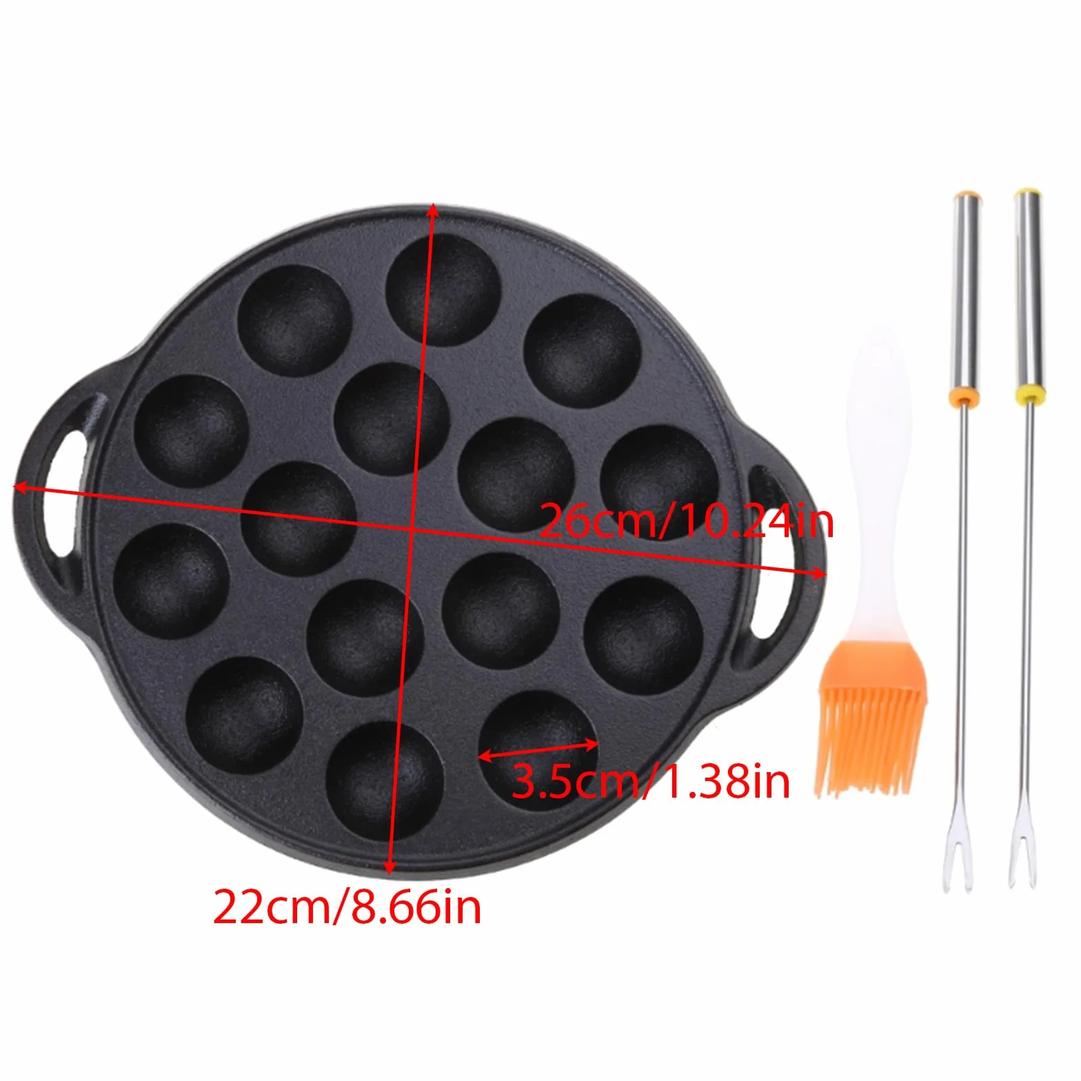 Polpi Takoyaki Pan Ghisa 15 fori Stampo Maker