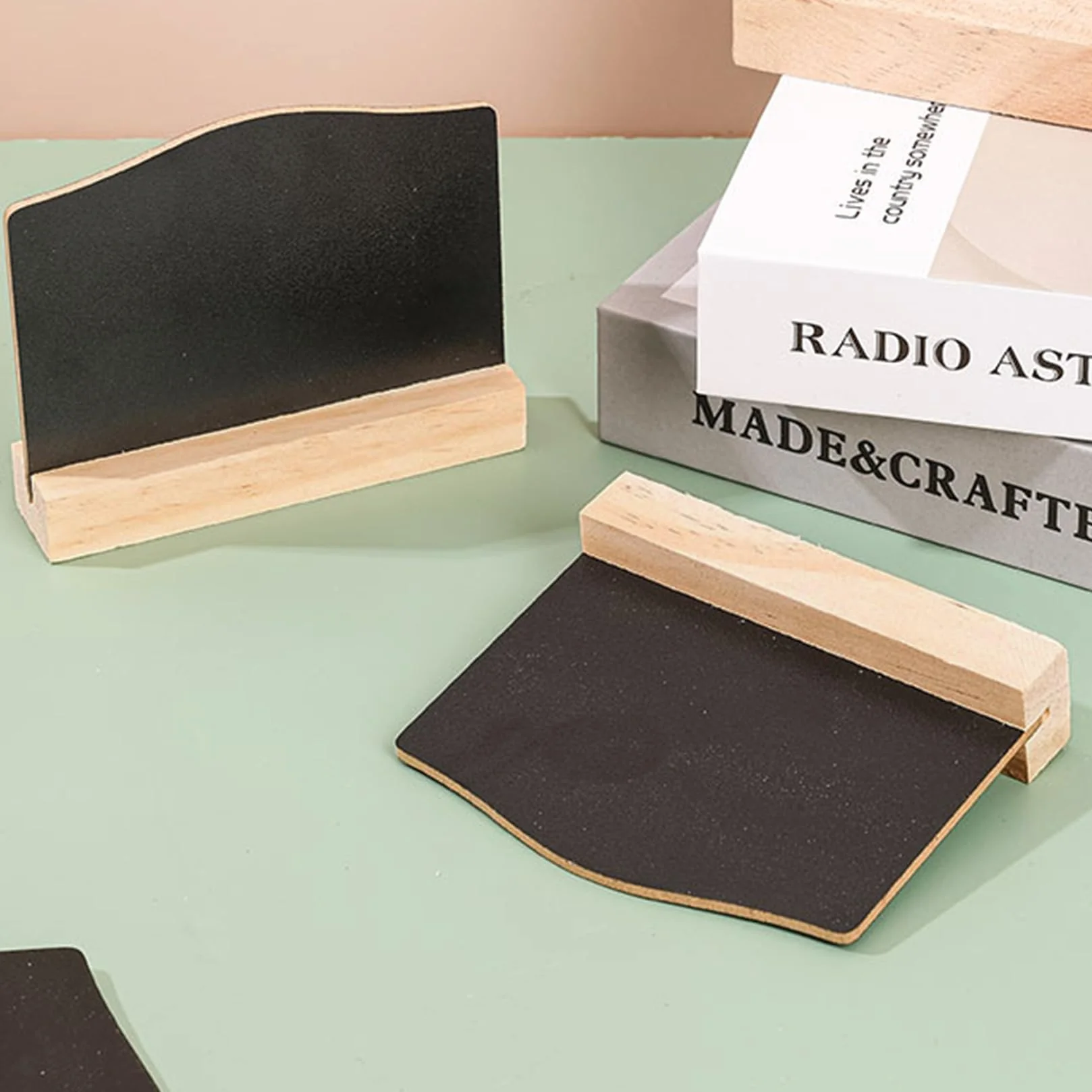 10 pezzi Espositori Lavagna piccola lavagnetta cancellabile Con supporti in legno Scrivere Per cartellini Menu bevande Decorazioni per matrimoni Buffet scolastico Tavolo di compleanno Festa
