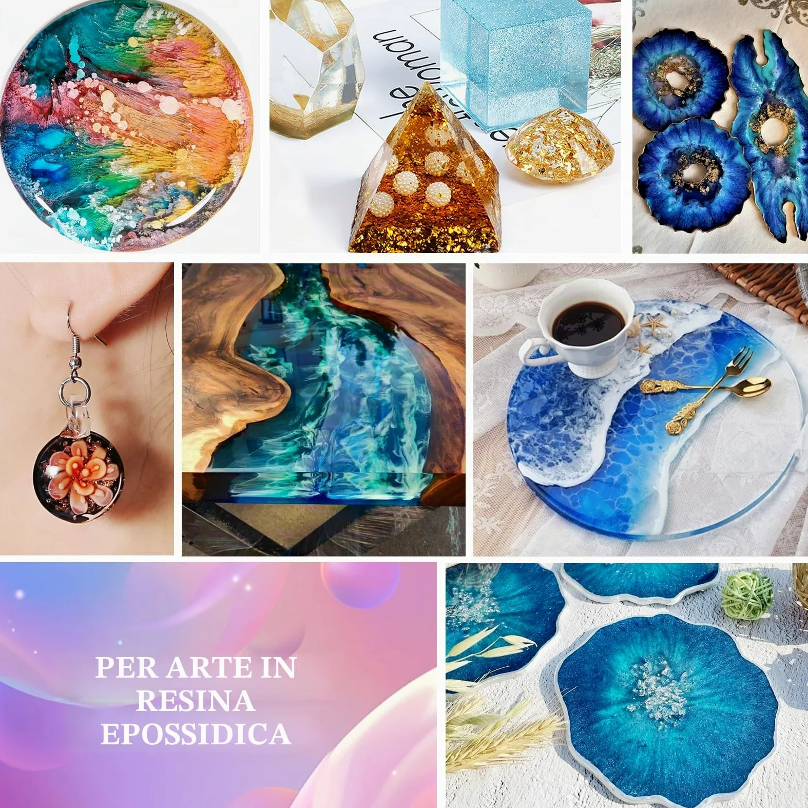 Set di resina epossidica da 4,5 L, con indurente 1:1, per principianti, resina colata cristallina con colori, glitter per legno, rivestimento per colata su legno, fusione a stampo, decorazione