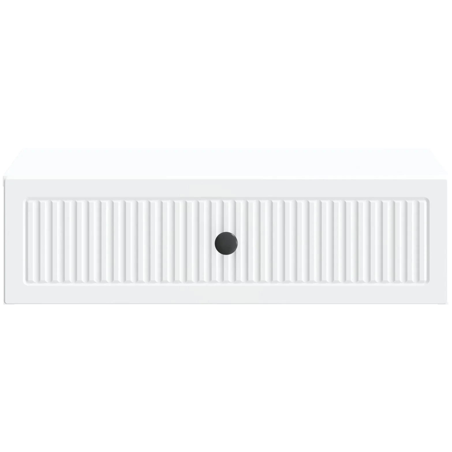 Tavolino da parete bianco in legno 59 x 34,5 x 17 cm con cassetto, spazio e ripiano per soggiorno, ufficio, corridoio, credenza versatile salvaspazio e organizer