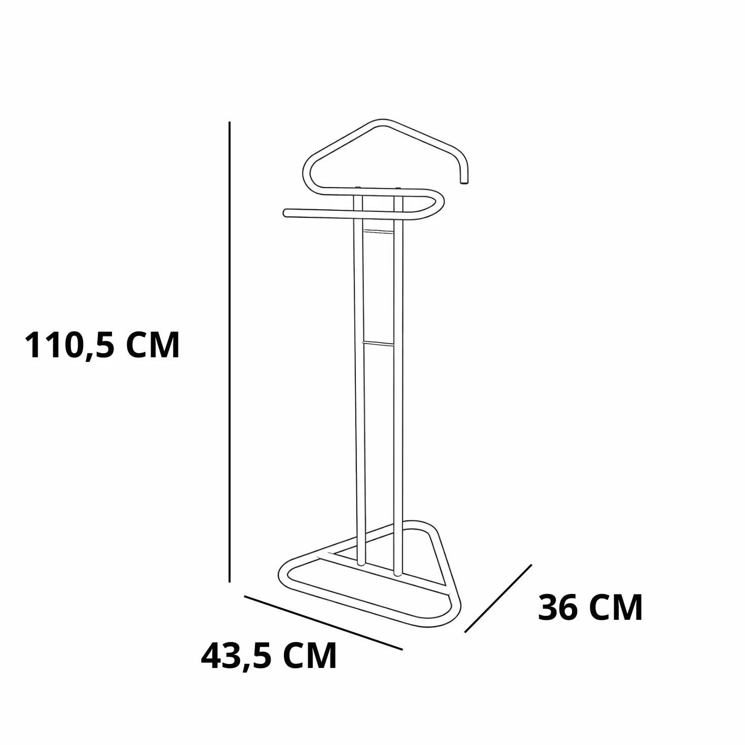Appendiabiti da Terra in Metallo Nero 43,5 x 36 x 110,5 cm Stand Vestiti
