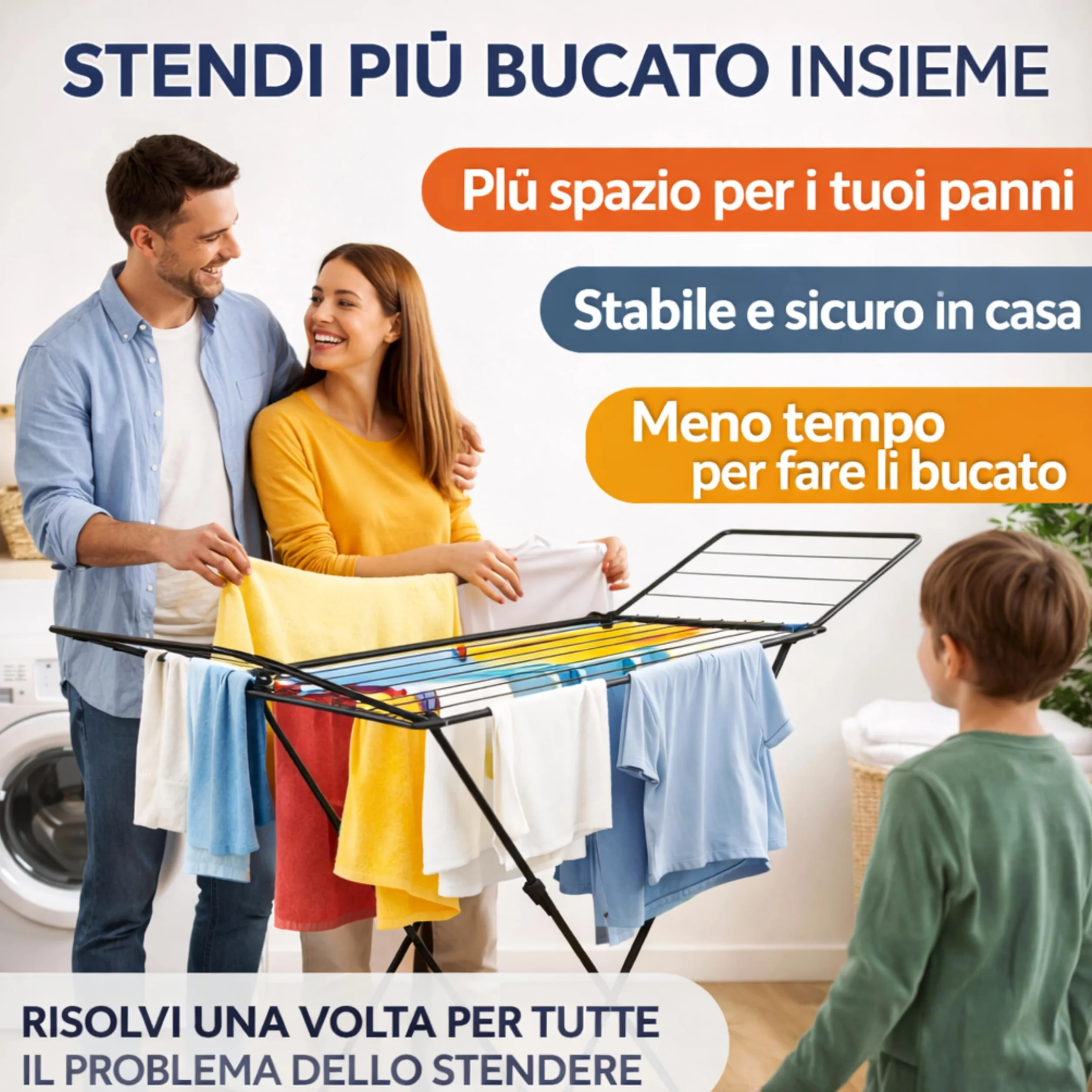 AGRICOLA GIRALDI Stendibiancheria da Pavimento, UNICO NEL SUO GENERE, 18 METRI DI STENDITURA, in Acciaio - Stendino Pieghevole con Piedini Antiscivolo, Sistema Anti-Chiusura, BLACK