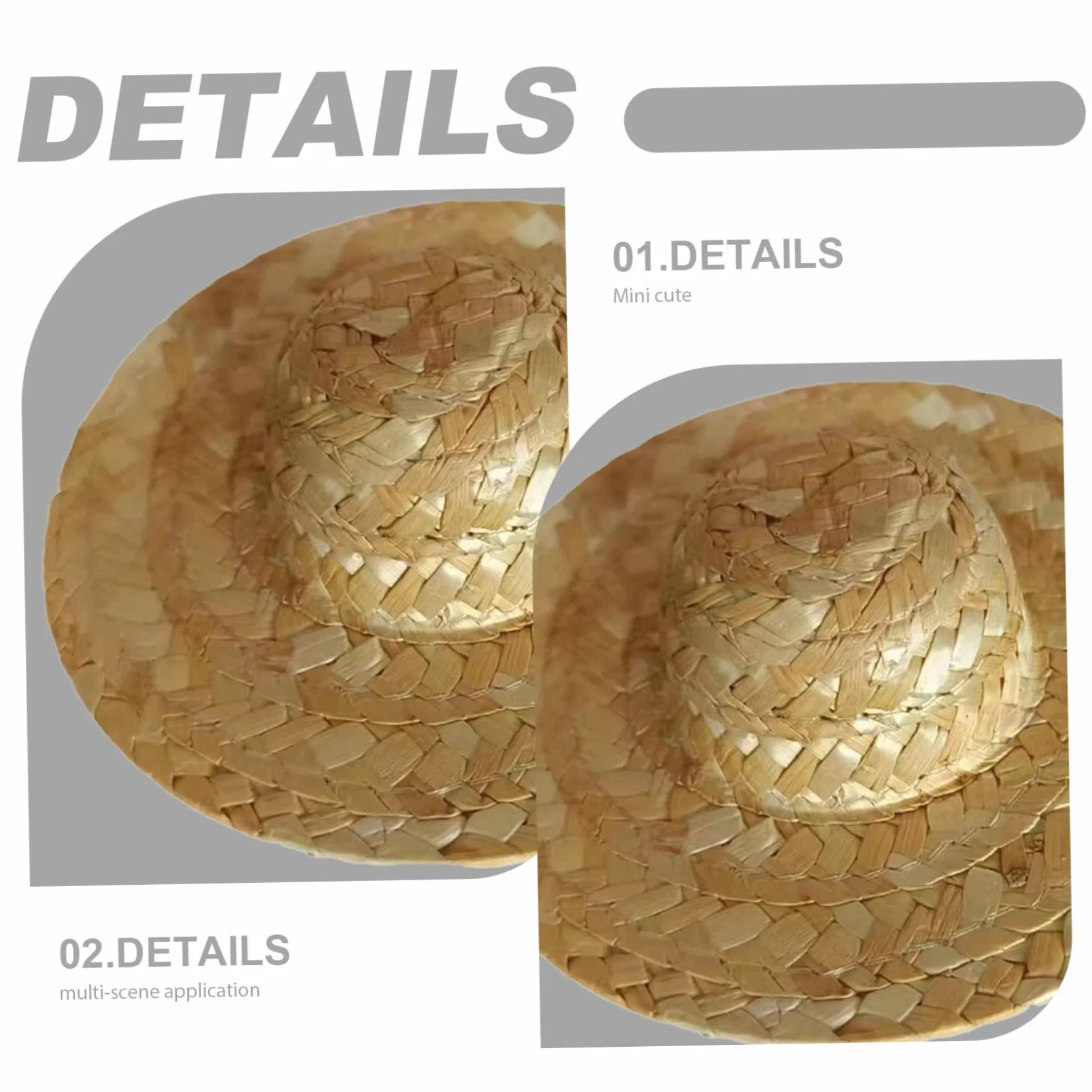 Mini Cappello di Paglia 2pcs 2x1 Pollici di Brim -Brim -Cappelli Intrecciati in Mini Cappelli da Mini di Paglia per Mestieri, Bottiglie di Vino, Decorazioni, Gioielli/Accessori per Bambole
