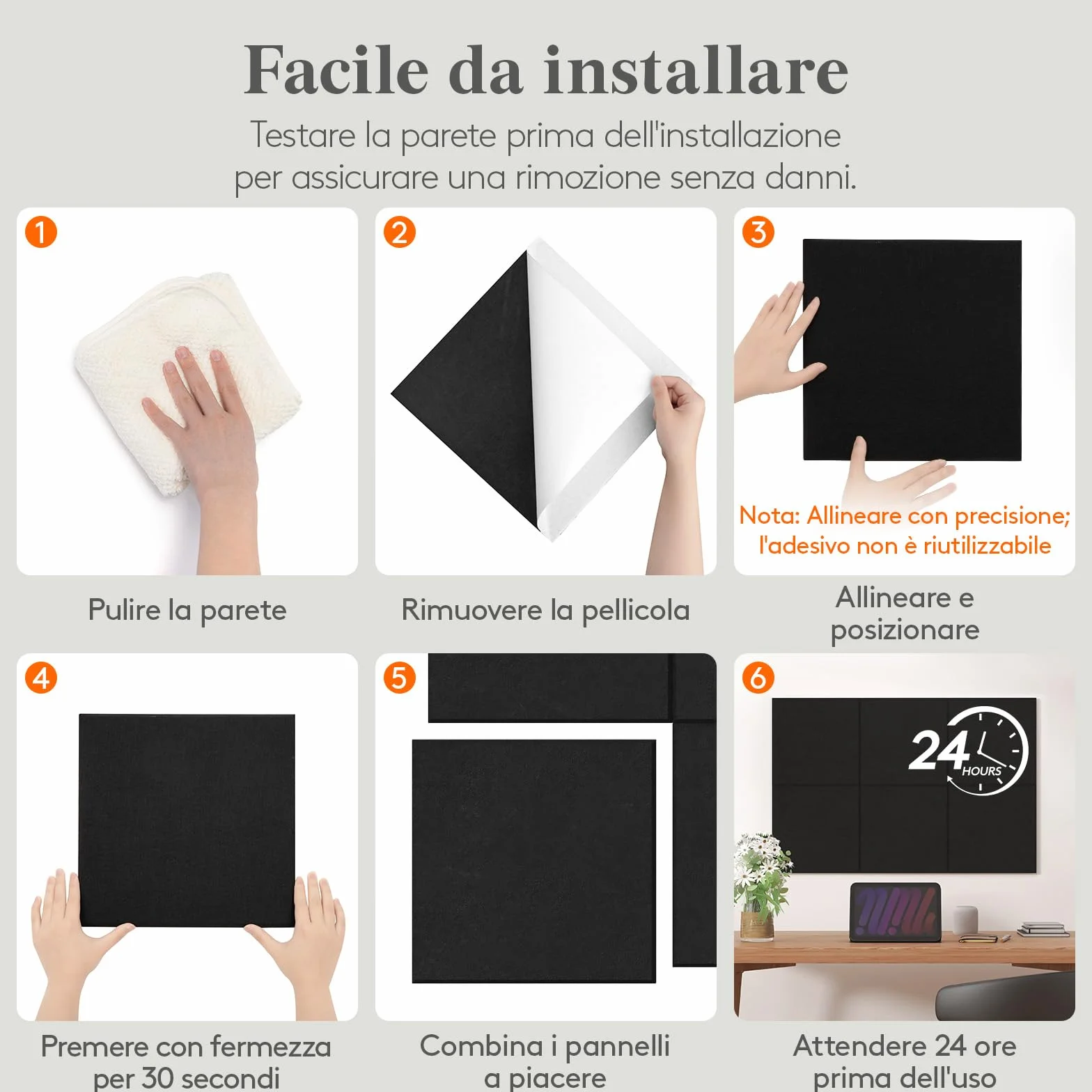 Lifewit Bacheca in feltro adesiva decorativa, Set da 12 Pannelli-120x90 cm, perfetta per appunti e foto in ufficio o casa, 50 puntine incluse, alternativa alla sughero, Beige Avena