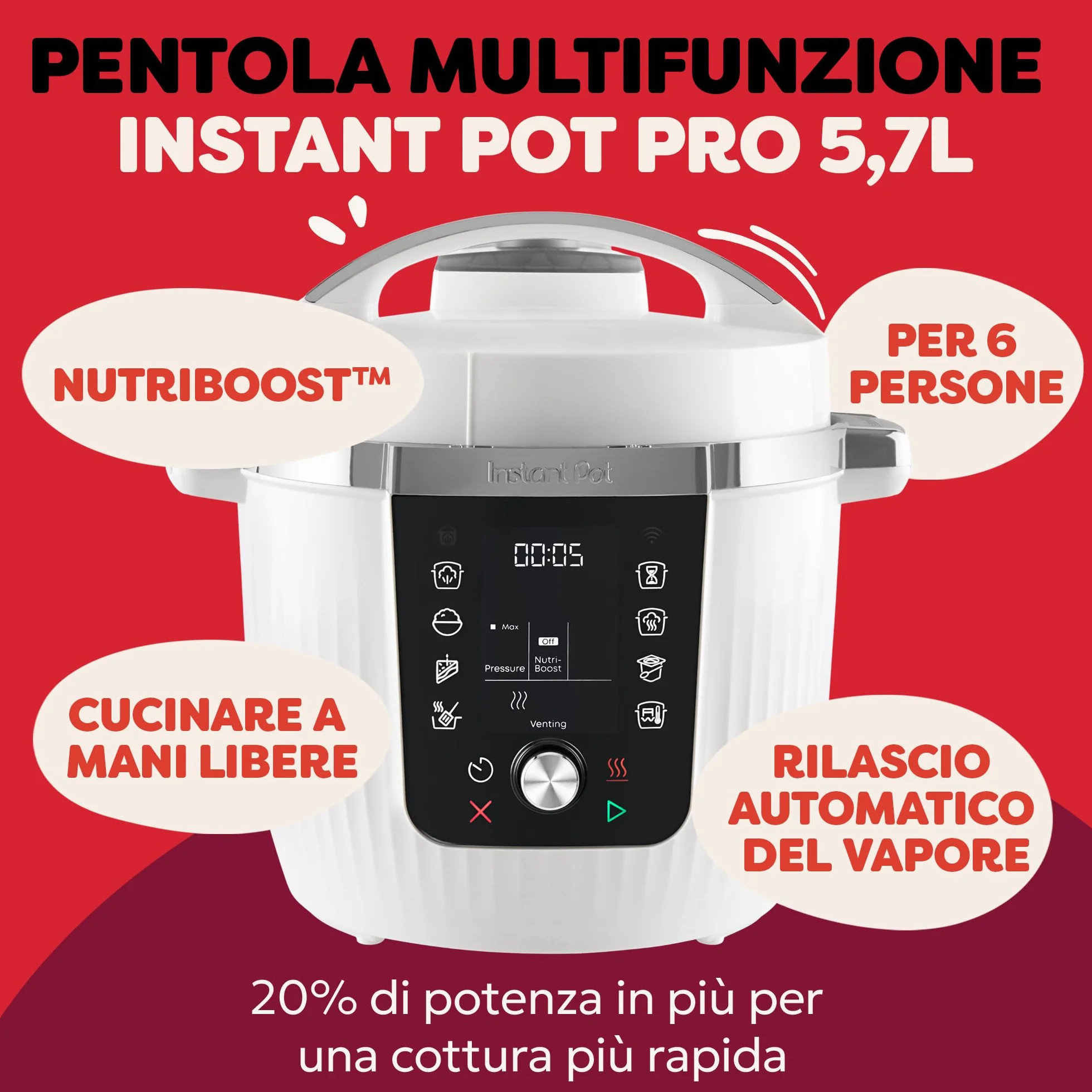 Instant Pot Pro multicooker 10 in 1 5,7 l bianco pentola a pressione