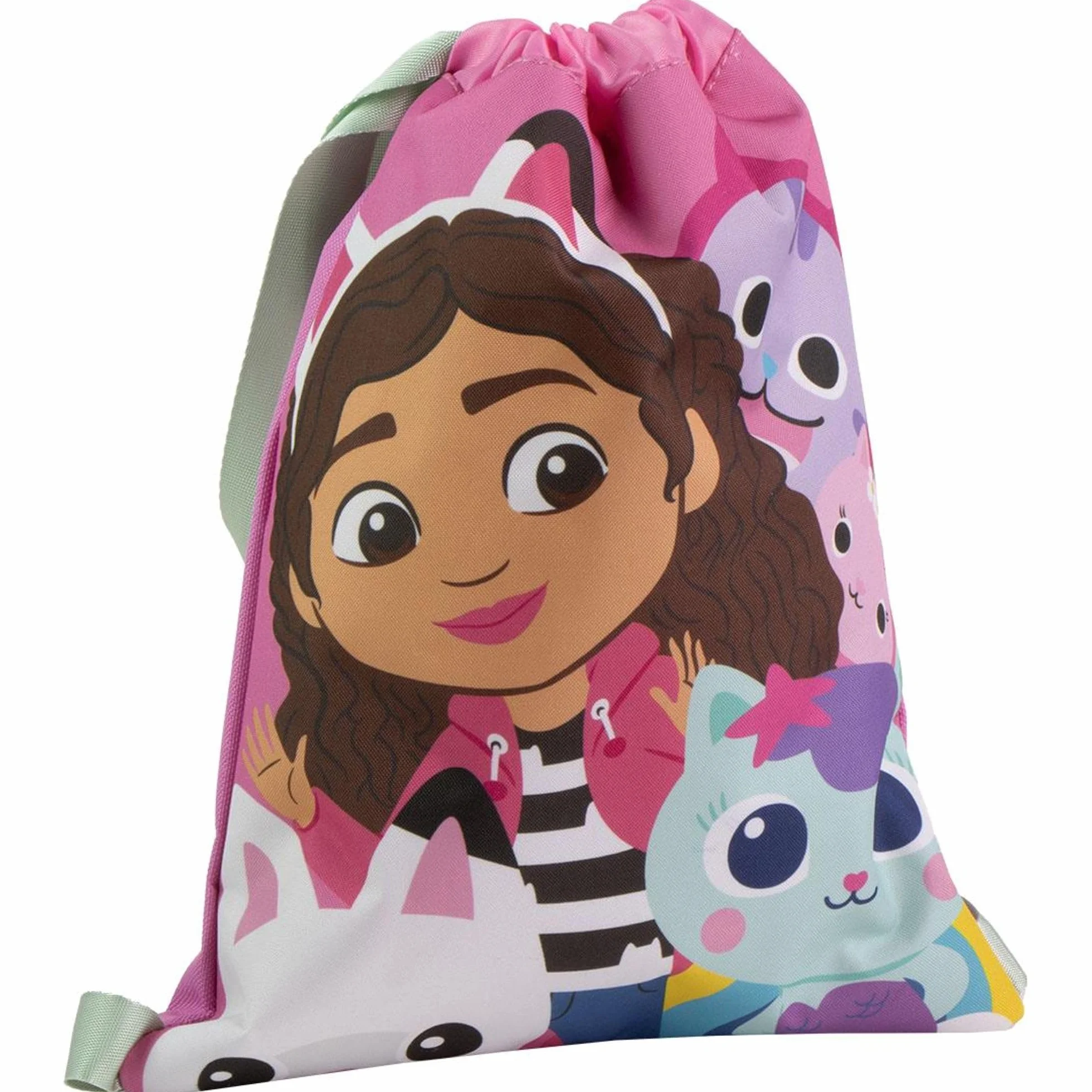 CERDÁ LIFE'S LITTLE MOMENTS Borsa scuola Gabby's Dollhouse – Zaino tipo sacco per bambini con chiusura a coulisse e design Gabby, Perfecto, S