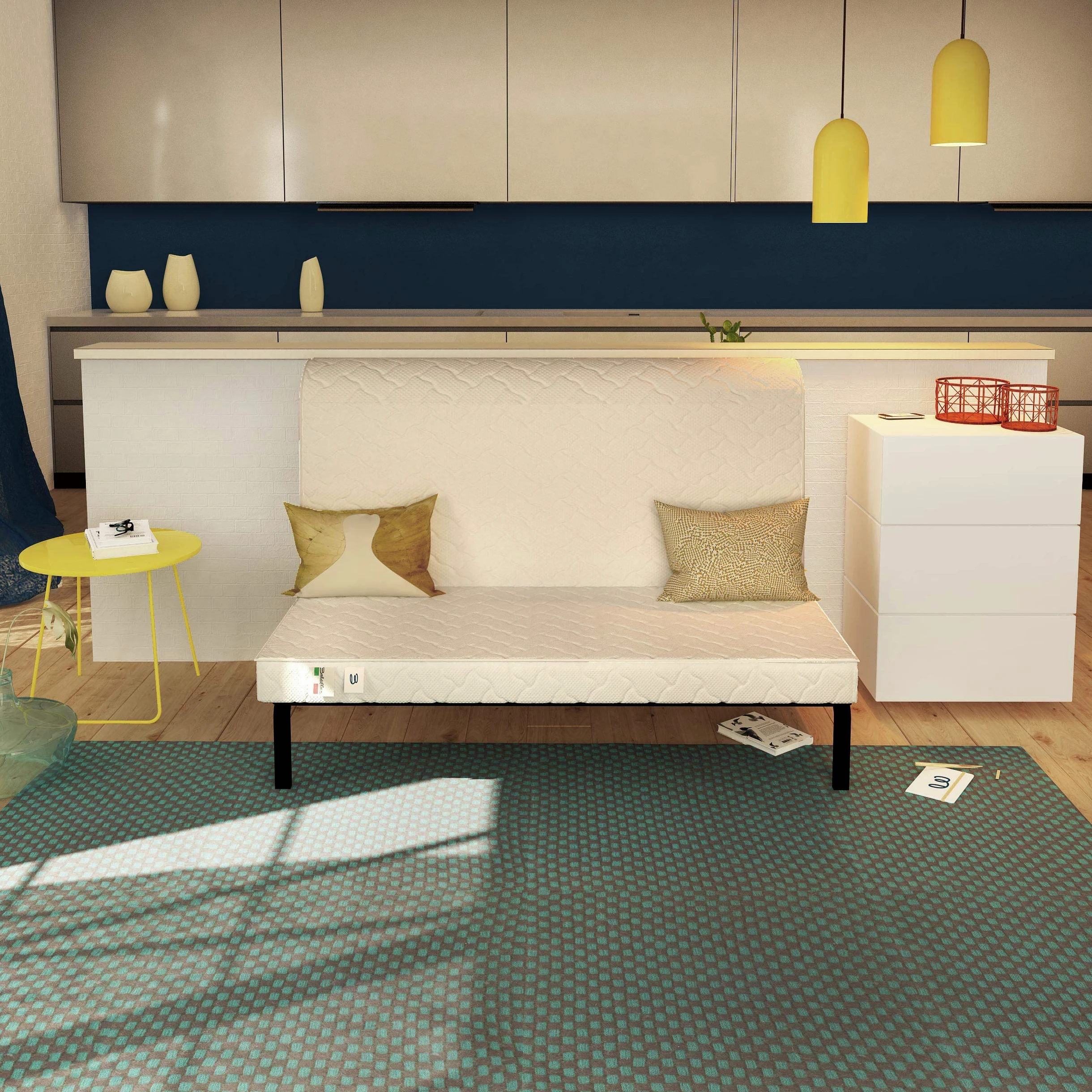 Baldiflex Materasso per Divano Letto Brio Pronto Letto, con Piega su Seduta, Ortopedico, ergonomico, Anallergico, 160x190x10cm