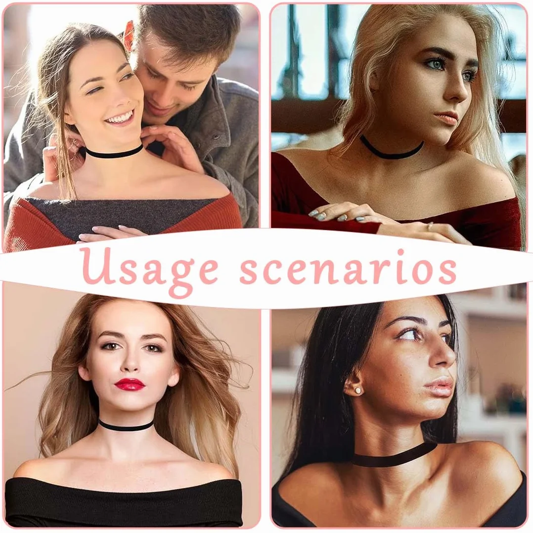 Collane Choker in Velluto Nero per Donne 3 Pezzi