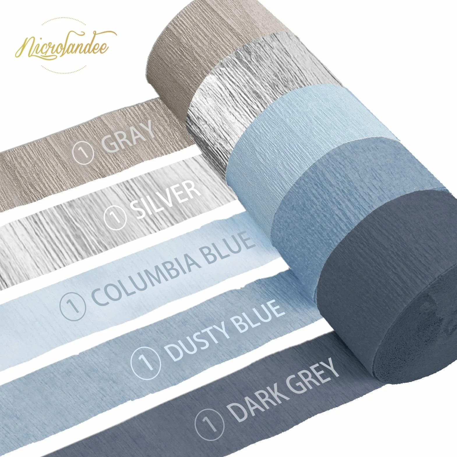 NICROLANDEE Carta Crespa Blu Polvere 5 Rotoli Decorazioni Matrimonio Compleanno Something Blue