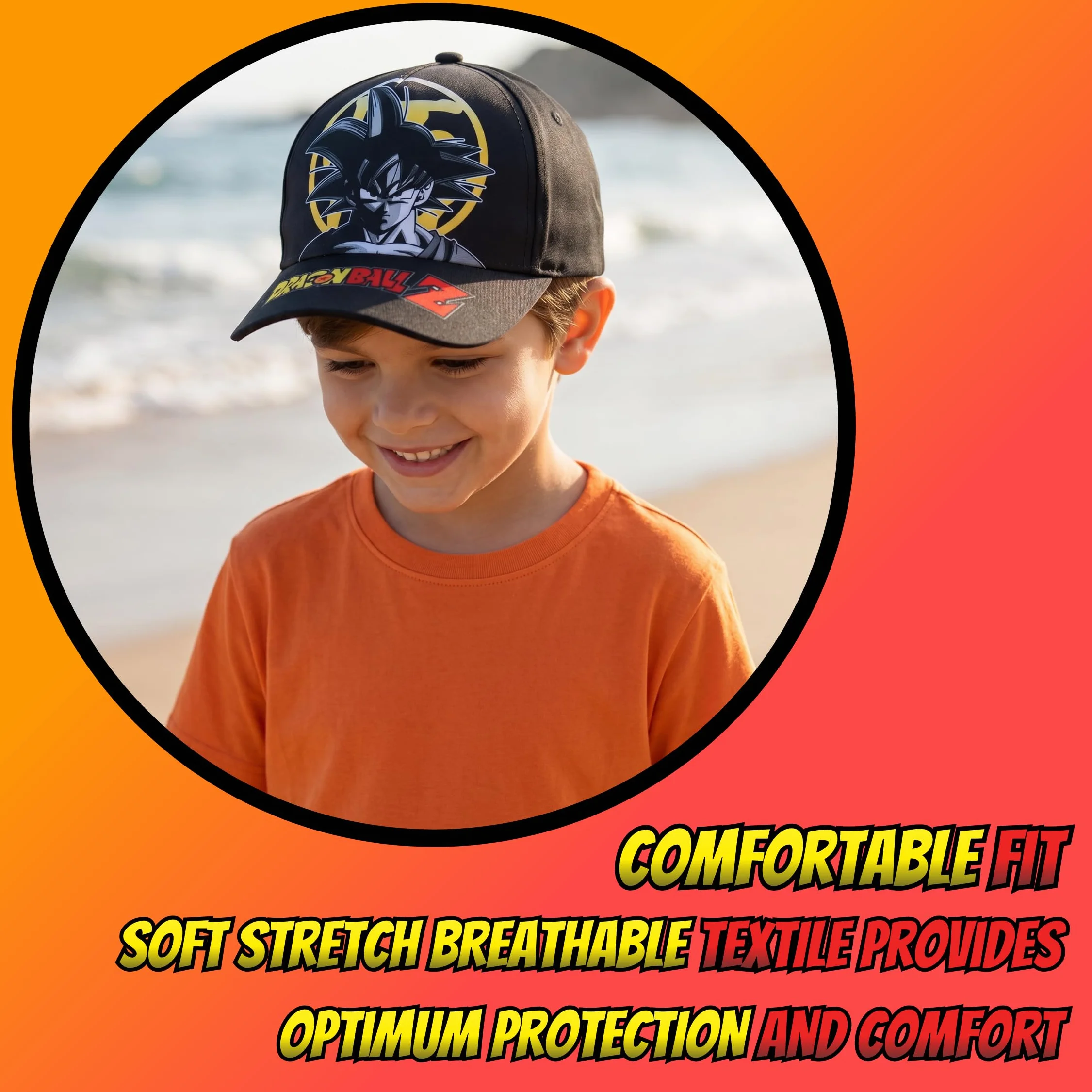 Cappello Dragon Ball Z Goku Baseball Berretto Estivo Ragazzo Nero