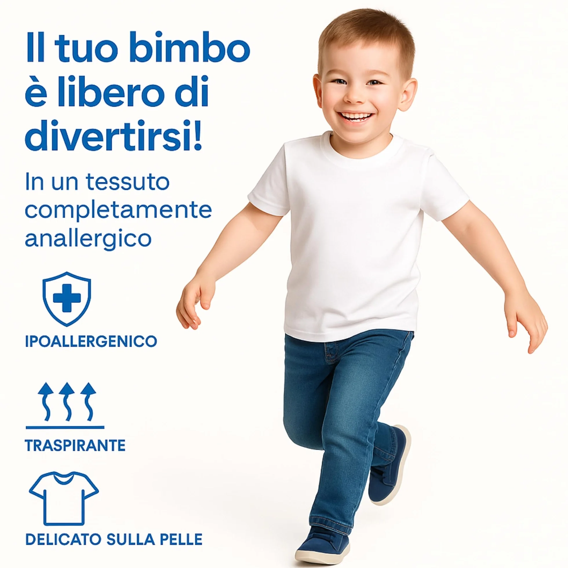 Set di 2 Magliette Intime per Bambini 100% Cotone Anallergiche Traspiranti 3-12 Anni