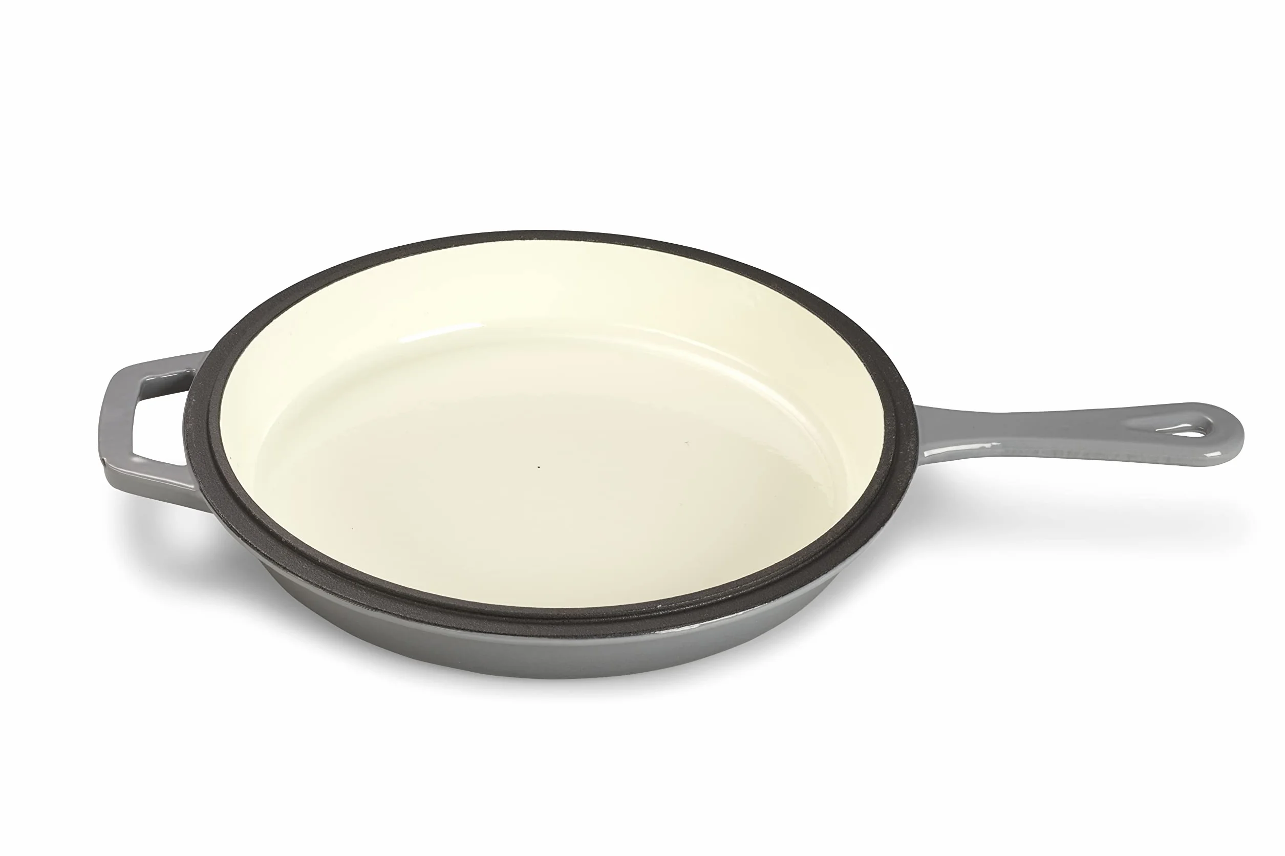 ECHTWERK Set 2 in 1, Casseruola in ghisa con coperchio, Casseruola in ghisa con rivestimento smaltato, Adatto per forni, grill, barbecue e induzione, Grigio, 2,5 L