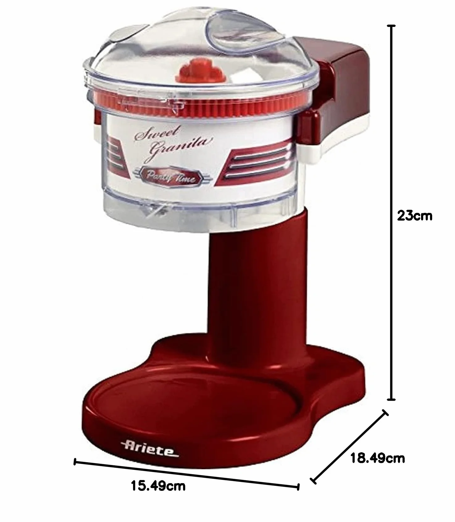 Ariete 78 Sweet Granita Macchina per Granita, Lama Acciaio Inox, Funzione Tritaghiaccio, 30 W, 23x15.5x18.5 cm, Rosso