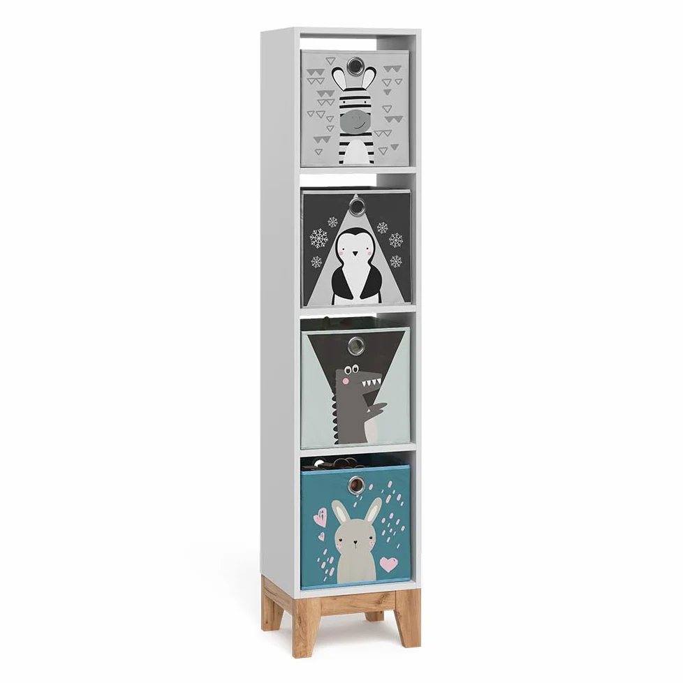 VitaliSpa Scaffale per bambini Malia, Bianco/Artisan, 35.2 x 159.5 cm, adatto per la conservazione di libri e giocattoli