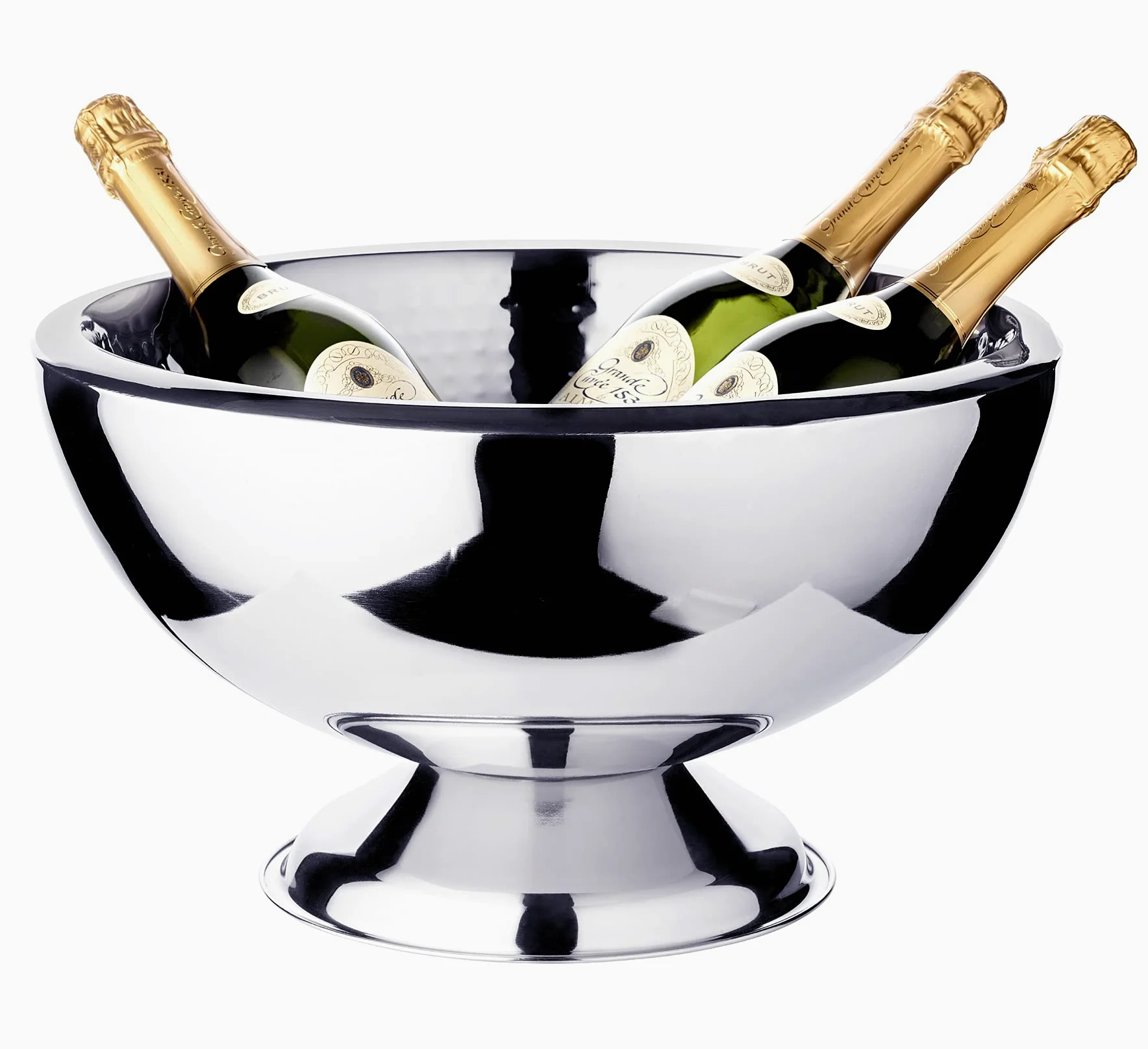EDZARD Secchiello per champagne Cadiz (Ø 43 cm, H 24 cm), acciaio inox lucido a specchio, a doppia parete, per 5 bottiglie – secchiello per spumante grande, secchiello per bottiglie