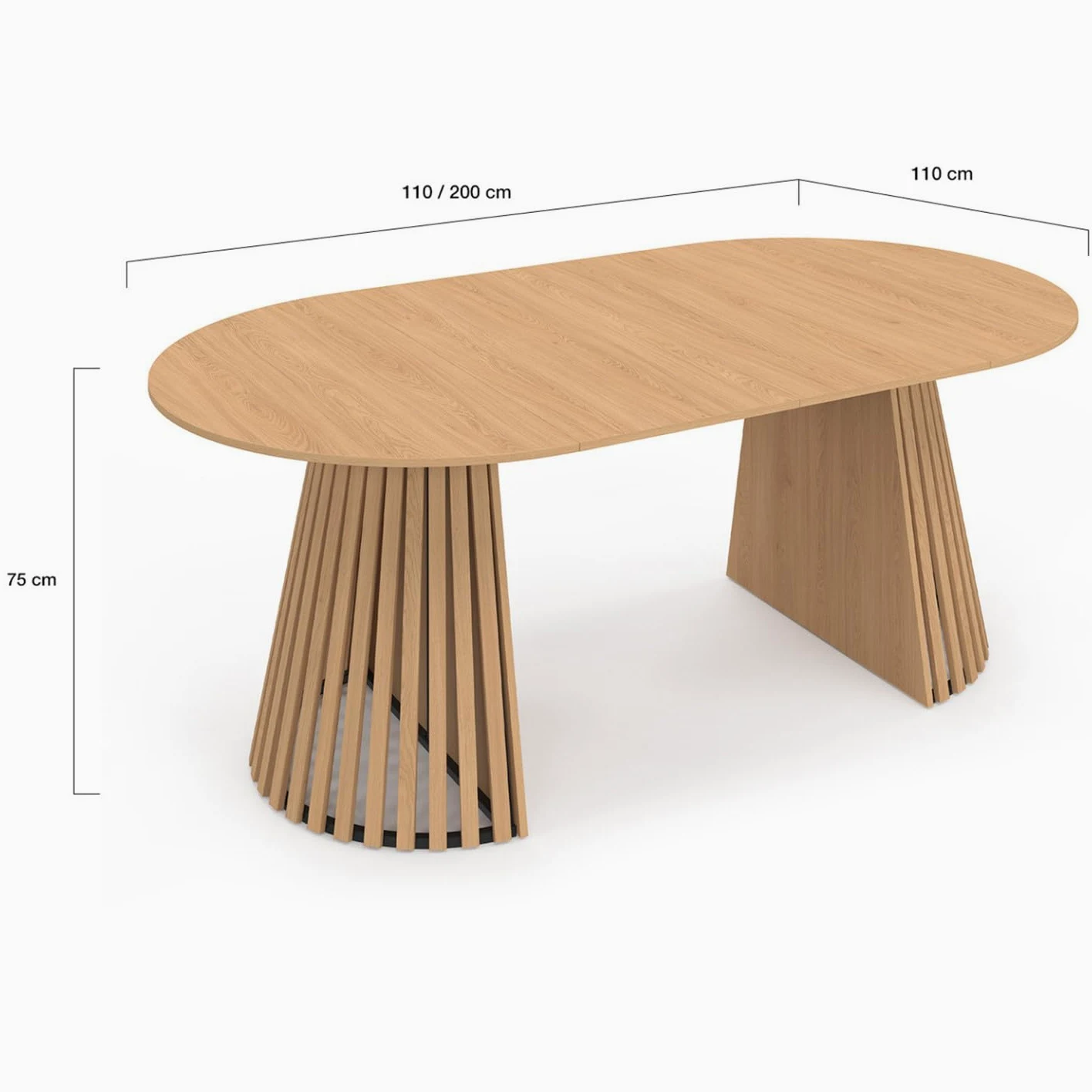 IDMarket - CARMEN tavolo da pranzo rotondo allungabile 4-10 persone gamba in legno 110-200 cm