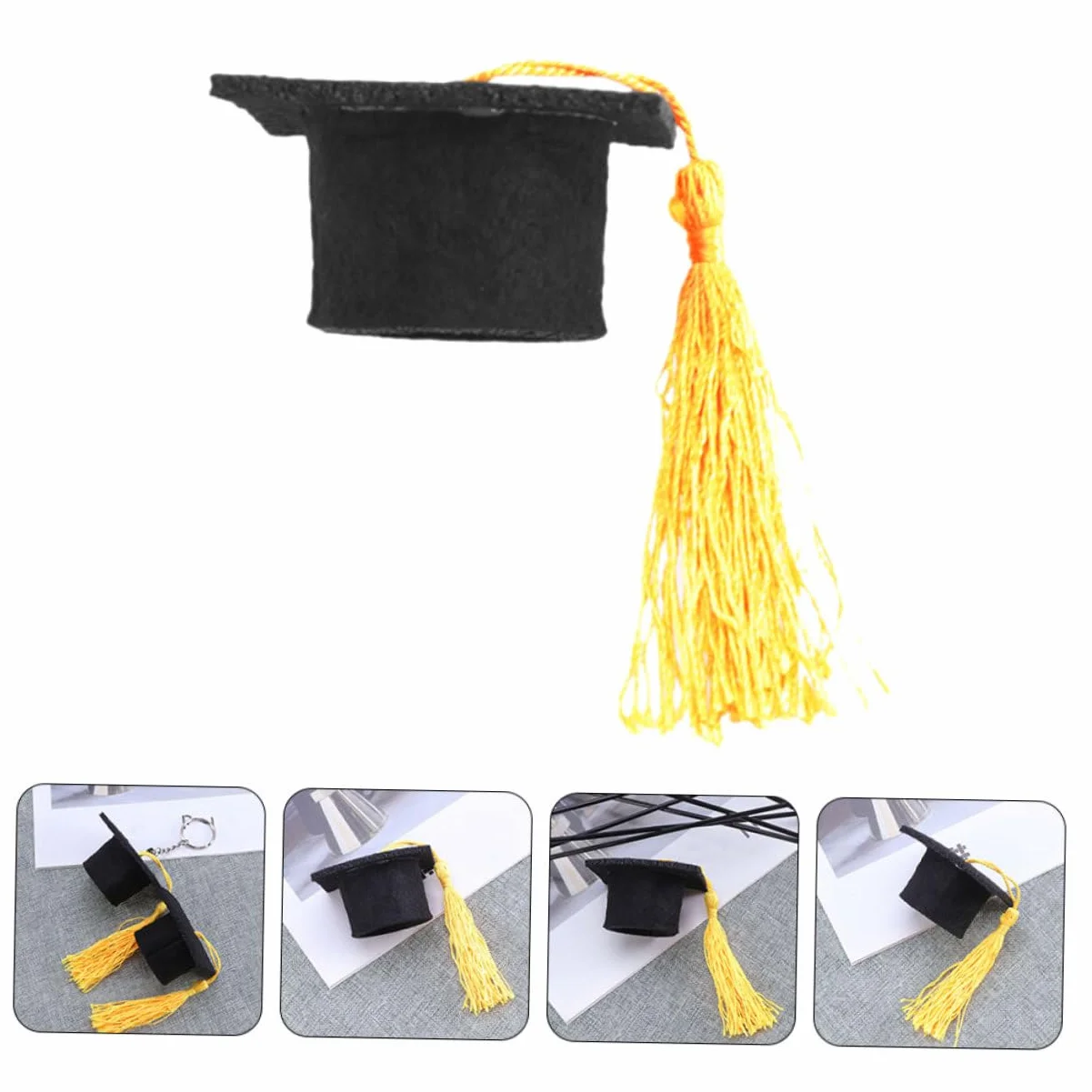 24pezzi Cappelli Laurea in Miniatura Gialli Con Nappa Decorazioni Per Feste Laurea Topper Per Cupcake e Bottiglie Vino Realizzati in Resistente