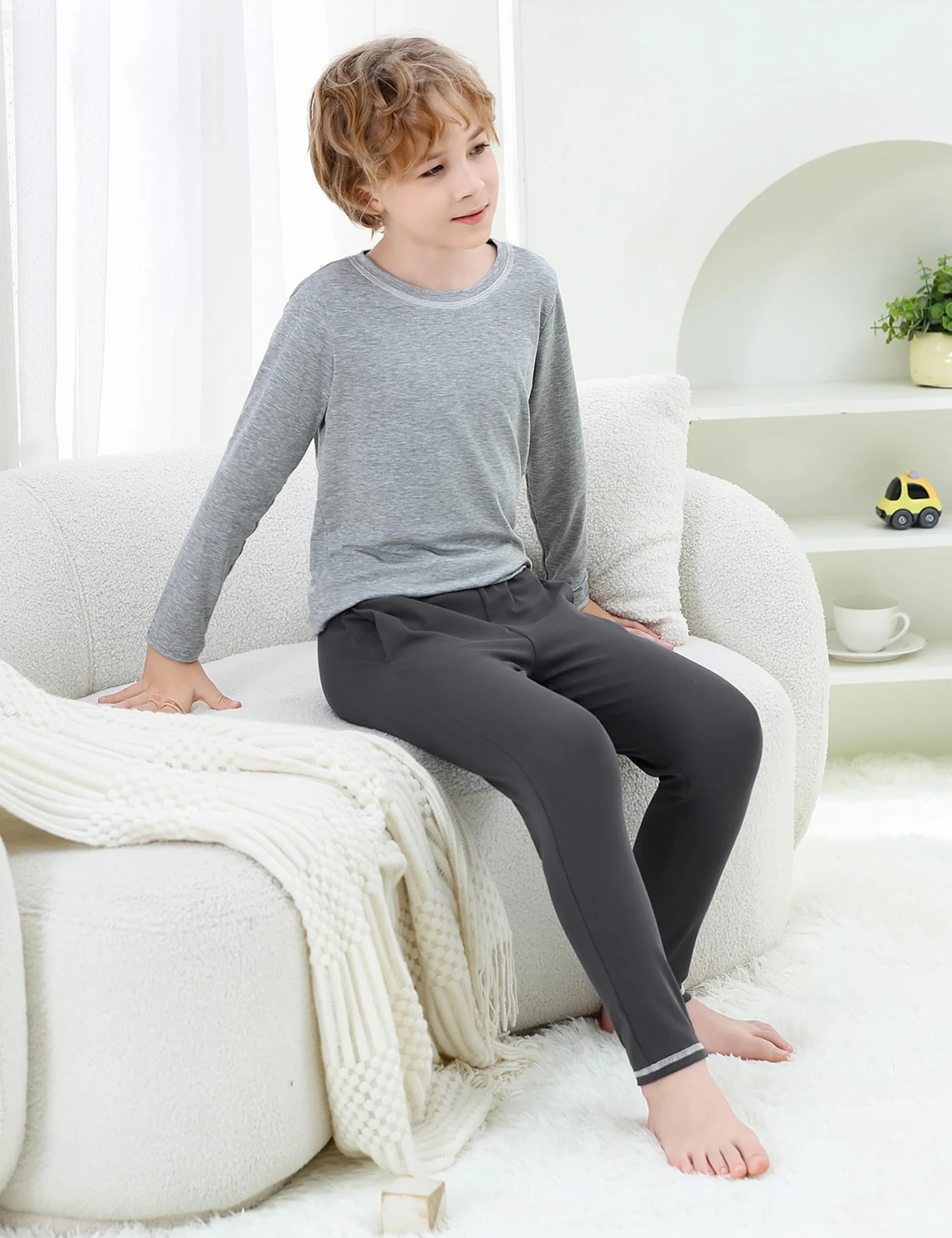 Terecey Pantaloni Termici Bambino Calcio Cotone Leggins Termici Bambina Elasticizzato e Traspirante Pantaloni Termici Ragazzo Bambini Termica Calcio Bambino Invernale Nero L