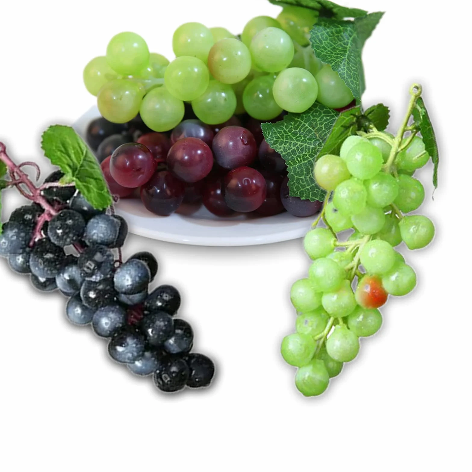 Uva Artificiale Grappoli 3 Pezzi Decorativi, Uva Nera per Decorazione Vino