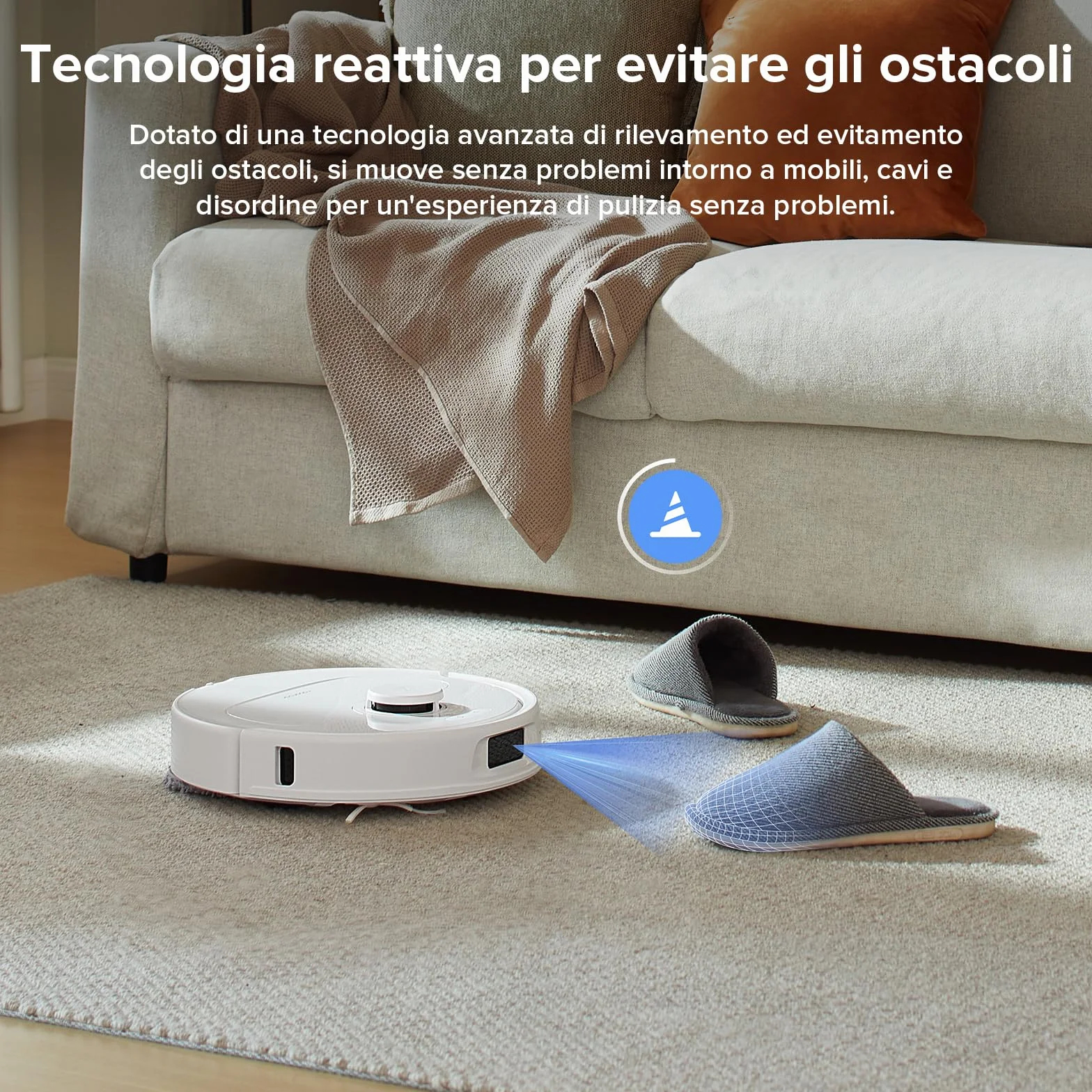 Roborock QV 35A Robot Aspirapolvere Lavapavimenti, Antigroviglio, HyperForce, Panno Sollevabile, Stazione Tutto in Uno, Bianco