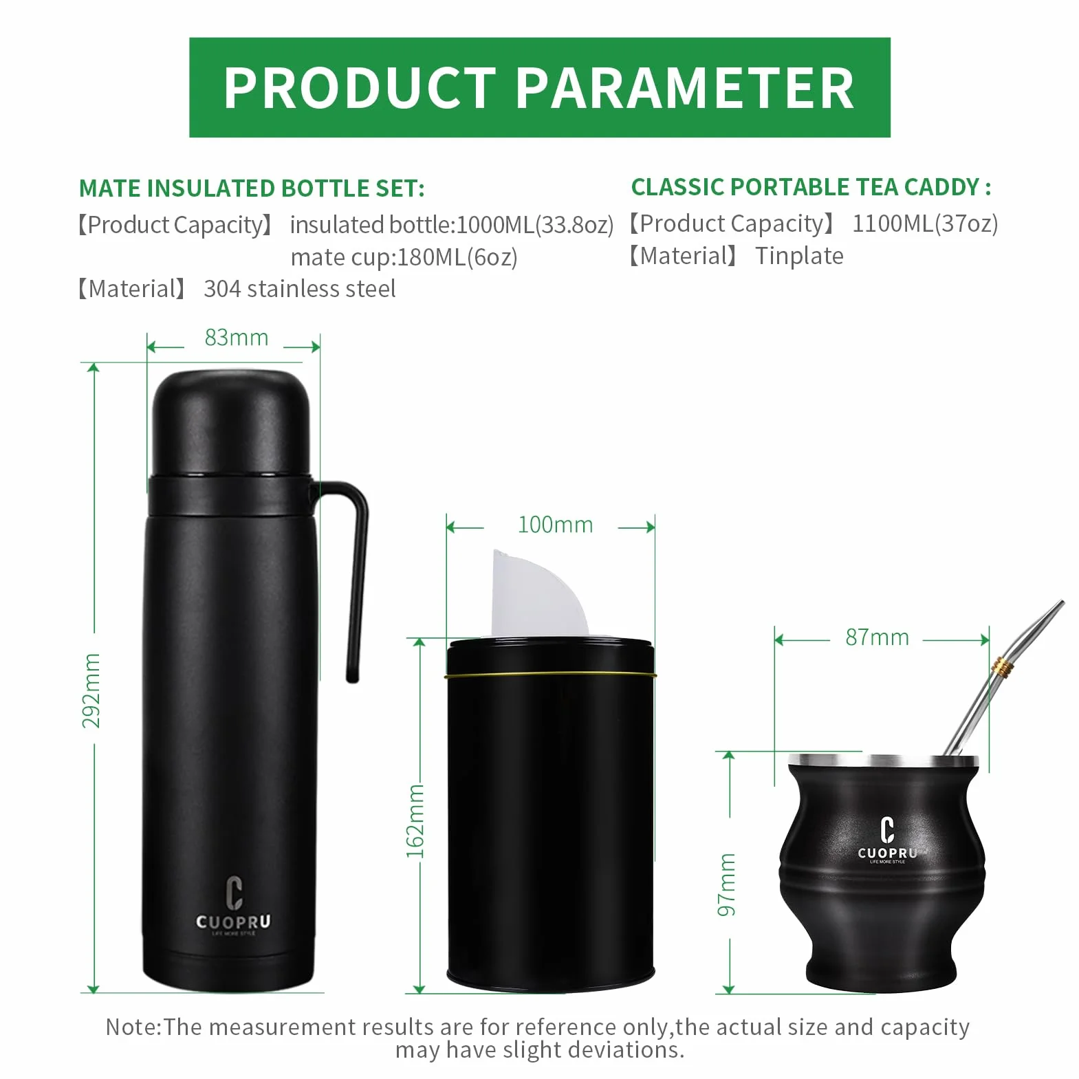 Mate Kit Modern Mate Zucca Matero Yerbero Thermos Bombilla Spazzola Pulizia Set Tazze Yerba Acciaio Inox 304 18/8