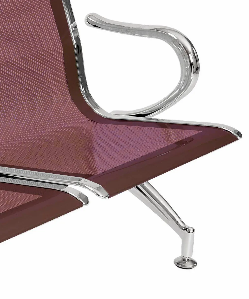 Notek Srl Panca per Sala d’Attesa Colore Rosso, sedute Ufficio, panche in Acciaio per Studio Professionale e Sala d'aspetto (4_posti)