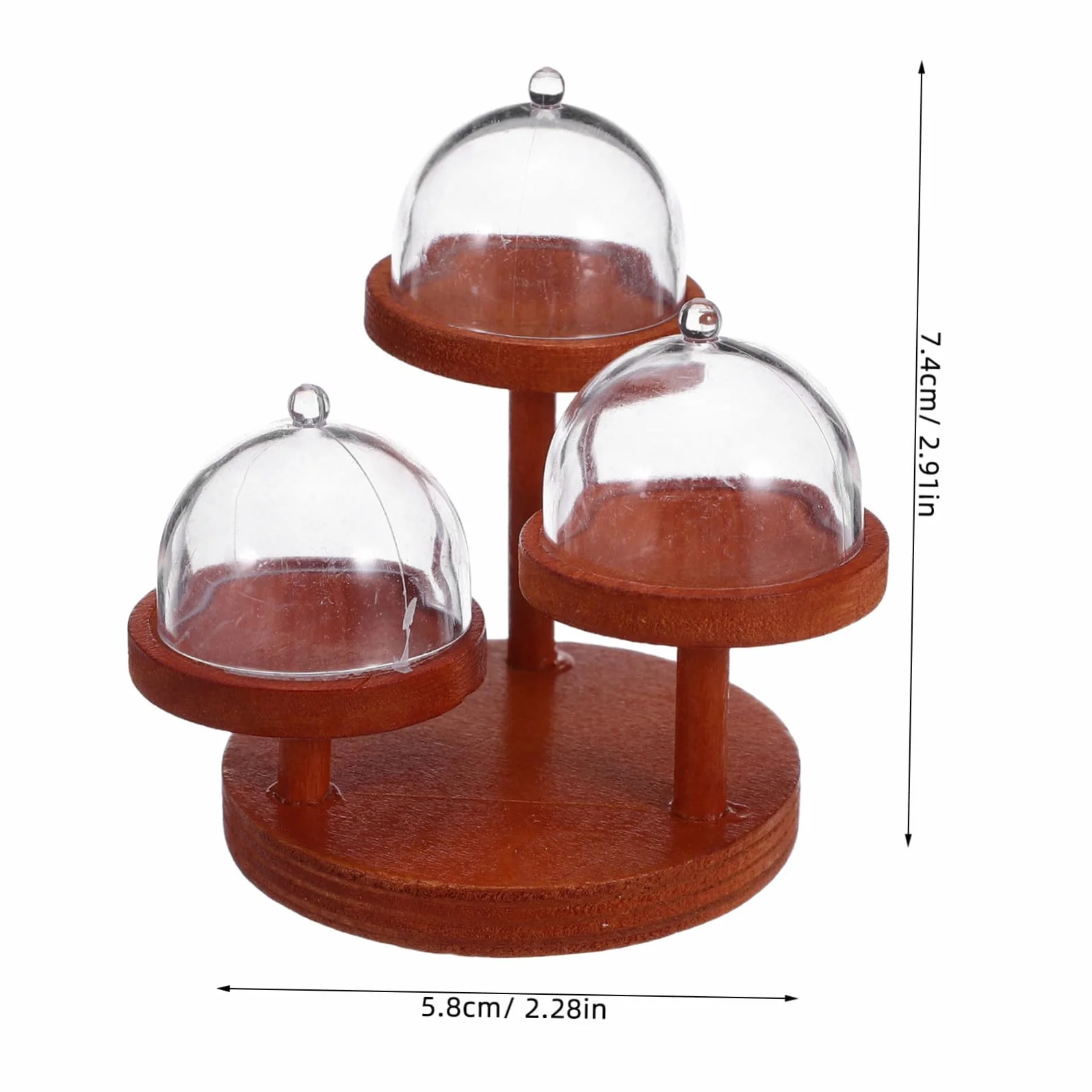 Kisangel 2 Impostati Miniature Stand da Dolci in Legno per Casa delle Bambole Vassoio Piani con Copertura in Plastica Espositore Multistrato