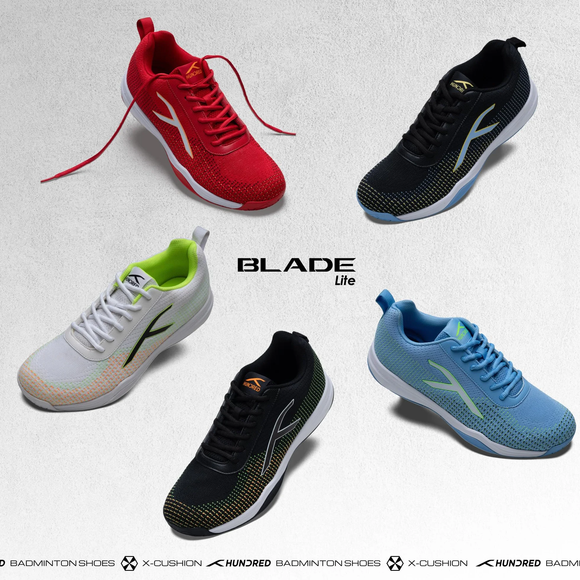 Hundred Blade Lite Non Marking Badminton Shoes Knitted Upper Rubber Sole Squash Table Tennis Basketball Indoor Sports