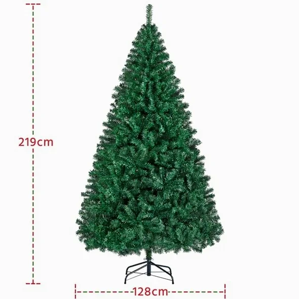 Yaheetech Albero di Natale 219 cm Artificiale Automatico Folto Realistico 1446 Rami Incernierati Supporto in Metallo Pieghevole Decorazioni per Casa Negozio