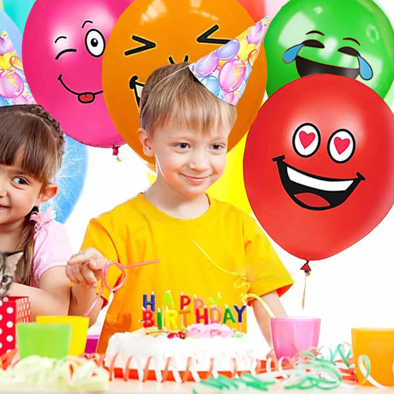 20/50/100/200 Pezzi Palloncini Smiley, 12 Pollici Emoji Lattice Palloncino Festa, Palloncini Colorati per Feste Anniversario San Valentino Compleanno Festa Battesimo Baby Shower Deco