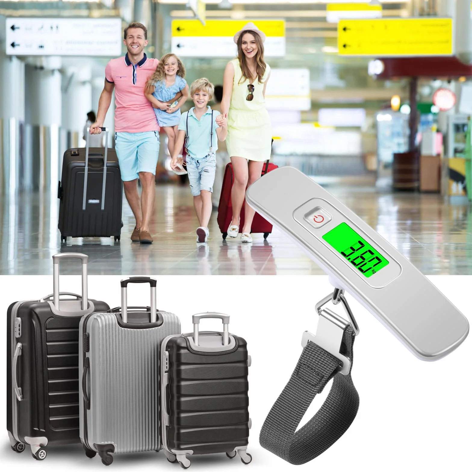 Pesa Valigia da Viaggio Digitale 110 lb 50 kg Portatile con Batteria