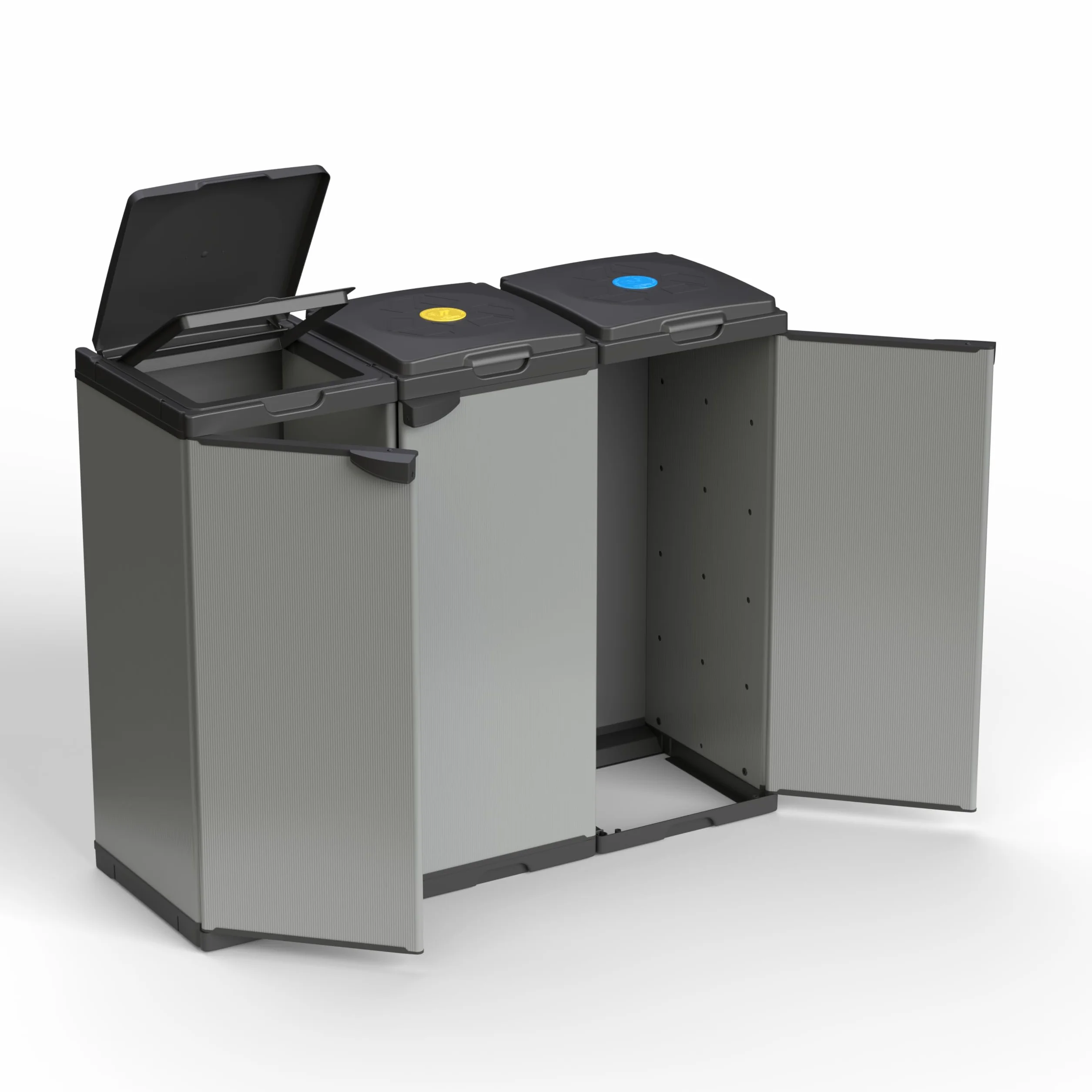 Adventa: Mobile Portasacco Tris per Raccolta differenziata in Plastica, Facile da Montare, Modular System, adatto a Sacchi da 80-110 L, 102L x 38P x 87H cm