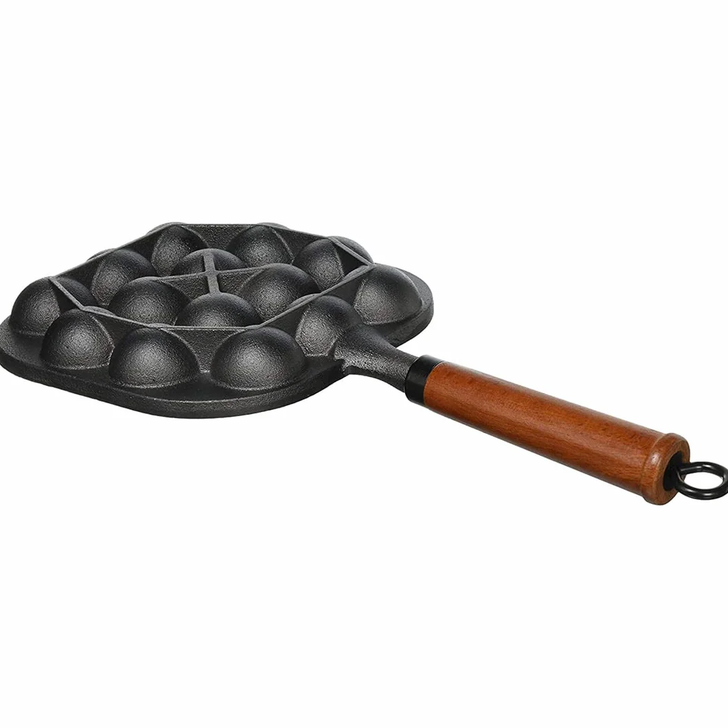 TIKUSAN Takoyaki Pan Ghisa 14 Stampi Manico in Legno