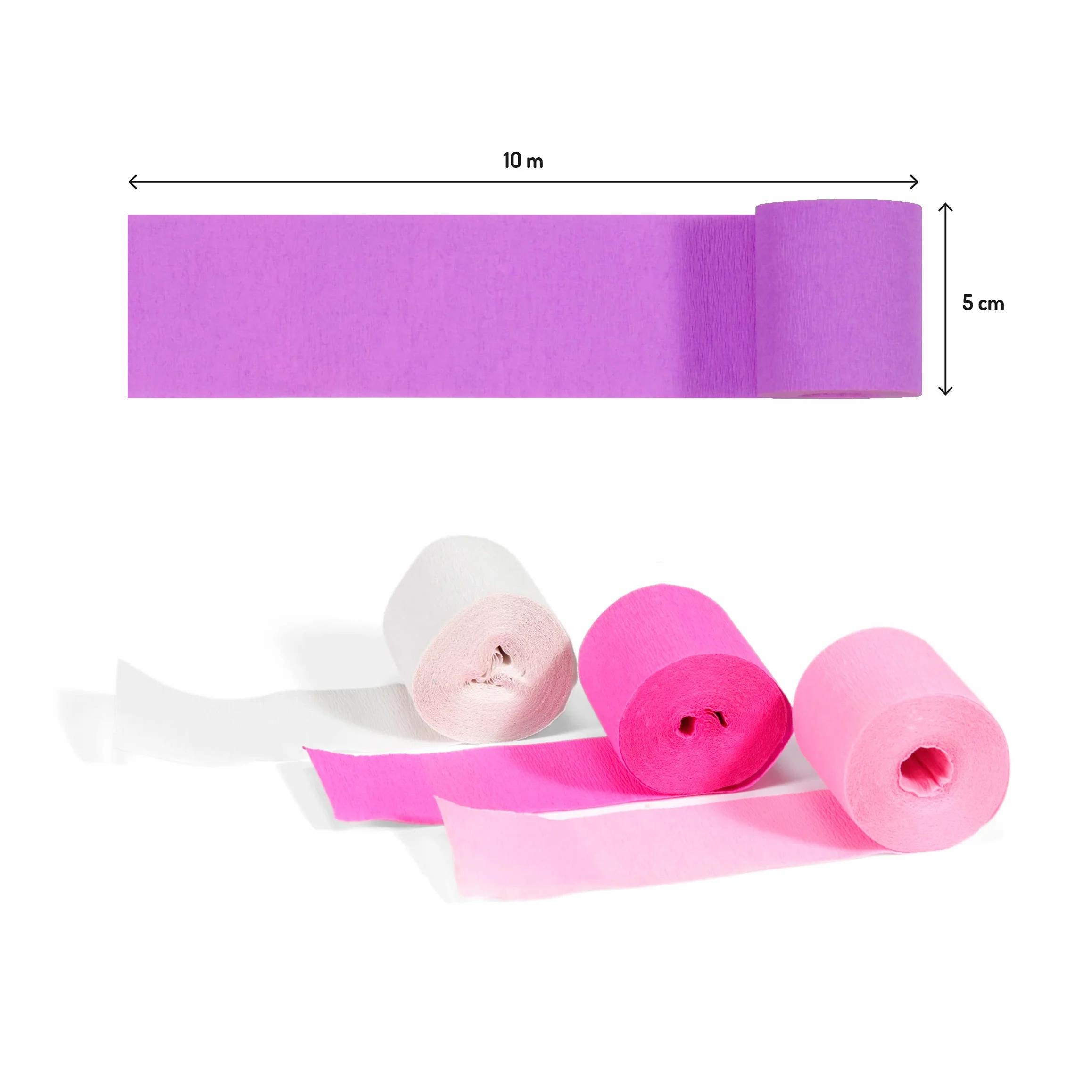 Clairefontaine Zestaw 4 taśm papieru krepowego ognioodpornego 5 cm x 10 m niepalny mix różowy 4 kolory DIY