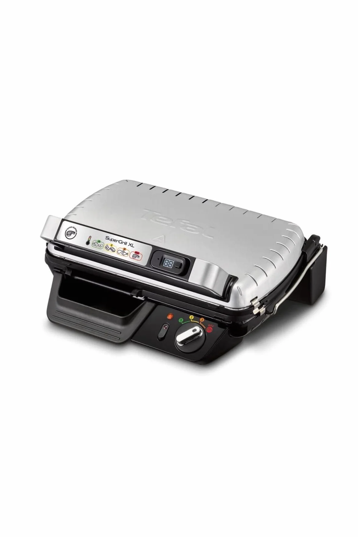 Tefal SuperGrill XL GC461B Grill da Tavolo Elettrico, Metallico, Barbecue e Bistecchiera, 2400 W, Nero