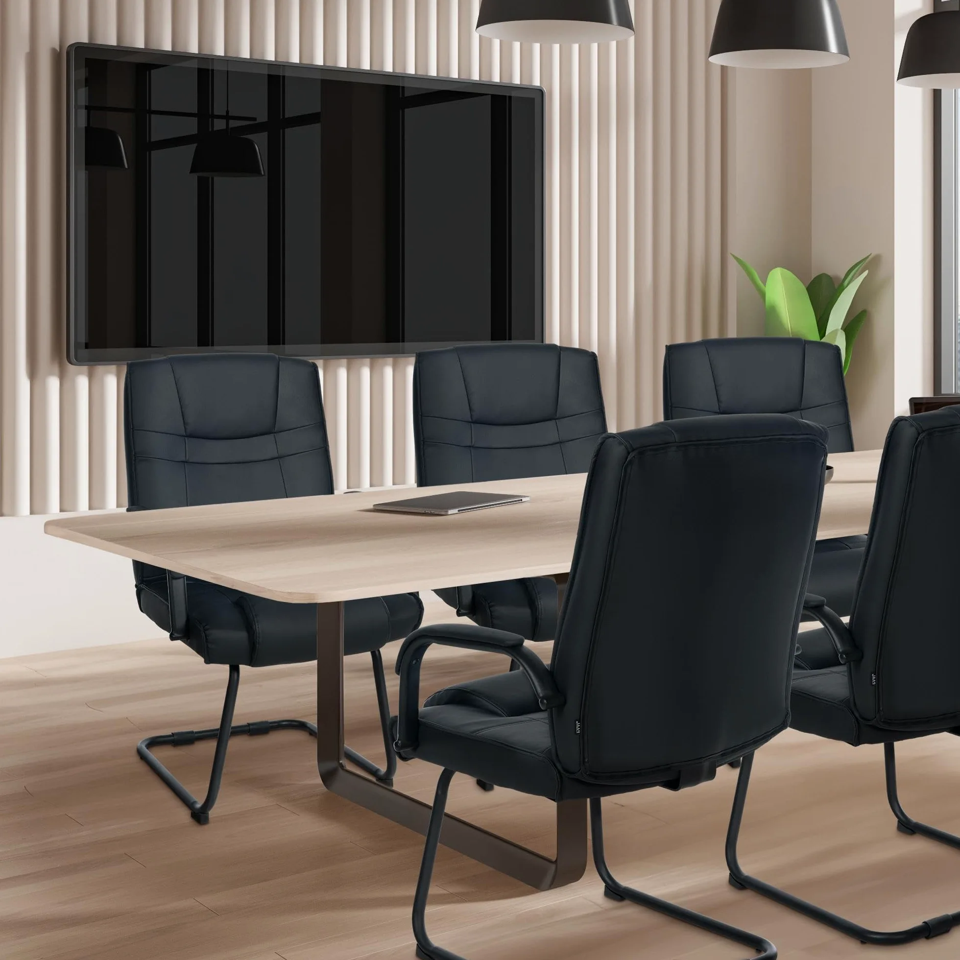 CLP Sedia Cantilever XXL Attila In Similpelle I Sedia Studio Con Imbottitura E Braccioli I Sedia Ufficio Conferenza, Colore:nero/nero