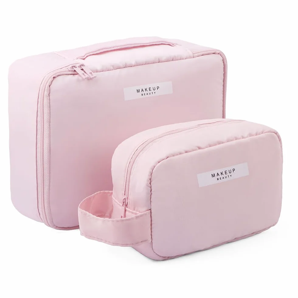 FIVAVA Trousse da Viaggio Impermeabile, Borsa per Trucchi Grande e Piccola, Rosa