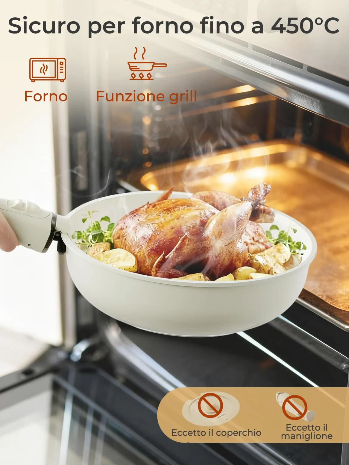 Set Di Pentole 17 Pezzi Con Manici Rimovibili, Padelle Ceramica Non Tossiche, Pentole Antiaderente, Impilabile Per Tutti I Piani Cottura, Adatto Al Forno, Impilabile E Lavabile In Lavastoviglie