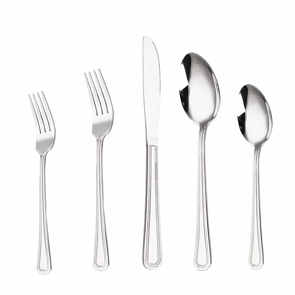 Set di posate, set di posate in acciaio inossidabile, plastica trasparente, set cucchiaio, coltello e forchetta, set da 50 pezzi di set di posate retrò Stoviglie da cucina Posate principali Coltello e