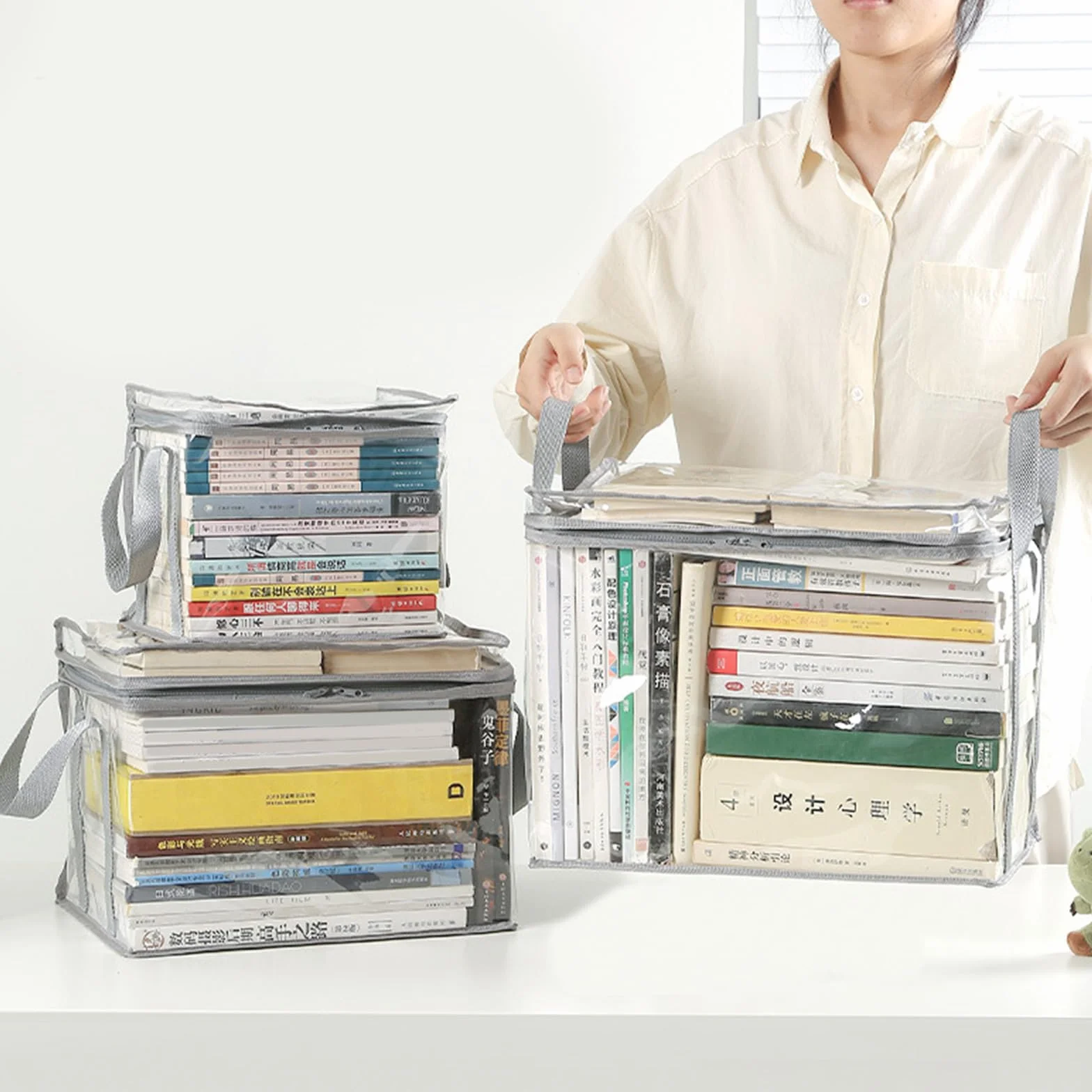Scatola pieghevole per libri impermeabile trasparente per casa