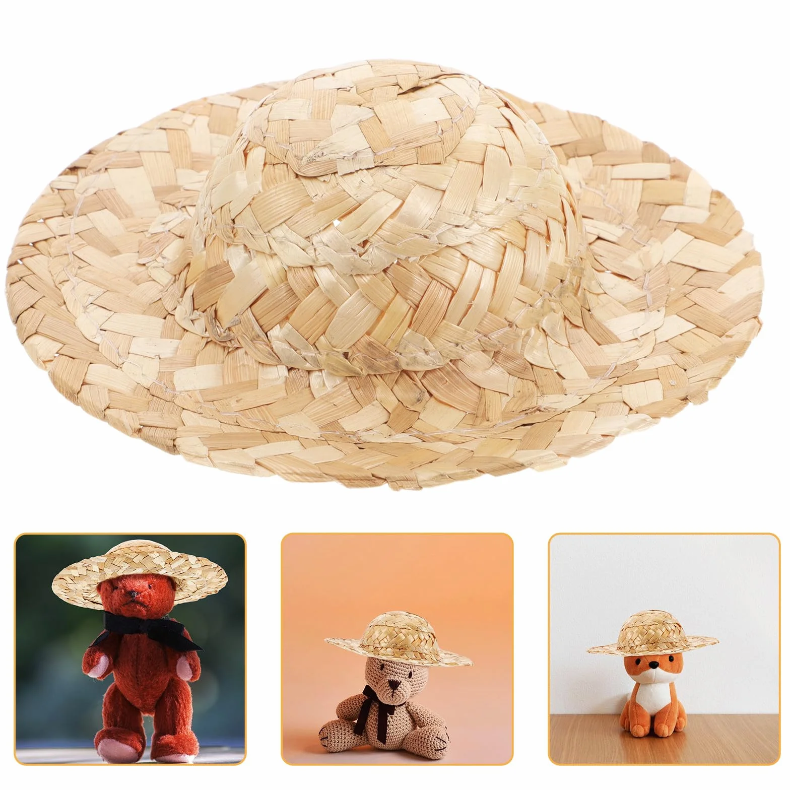 COHEALI Cappello di Paglia Accessorio Adorabile in Paglia Mini Fatto a Mano Facile da Trasportare per Bambole e Peluche Anatra per Feste e Progetti Fai da Te
